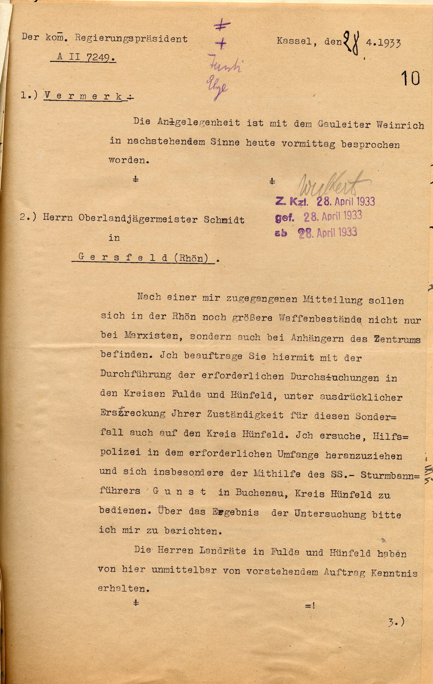 Anordnung Regierungspräsident (1) Bild zum Dokument Anordnung des Regierungspräsidenten zur Durchsuchung der Rhön