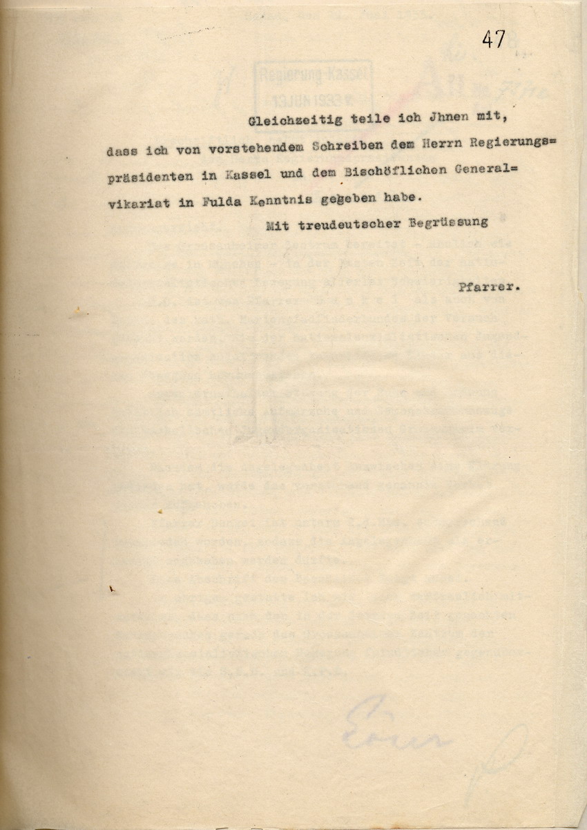 Einspruch Pfarrer (3) Bild zum Dokument Einspruch des Pfarrers gegen das Verbot sämtlicher Aufmärsche