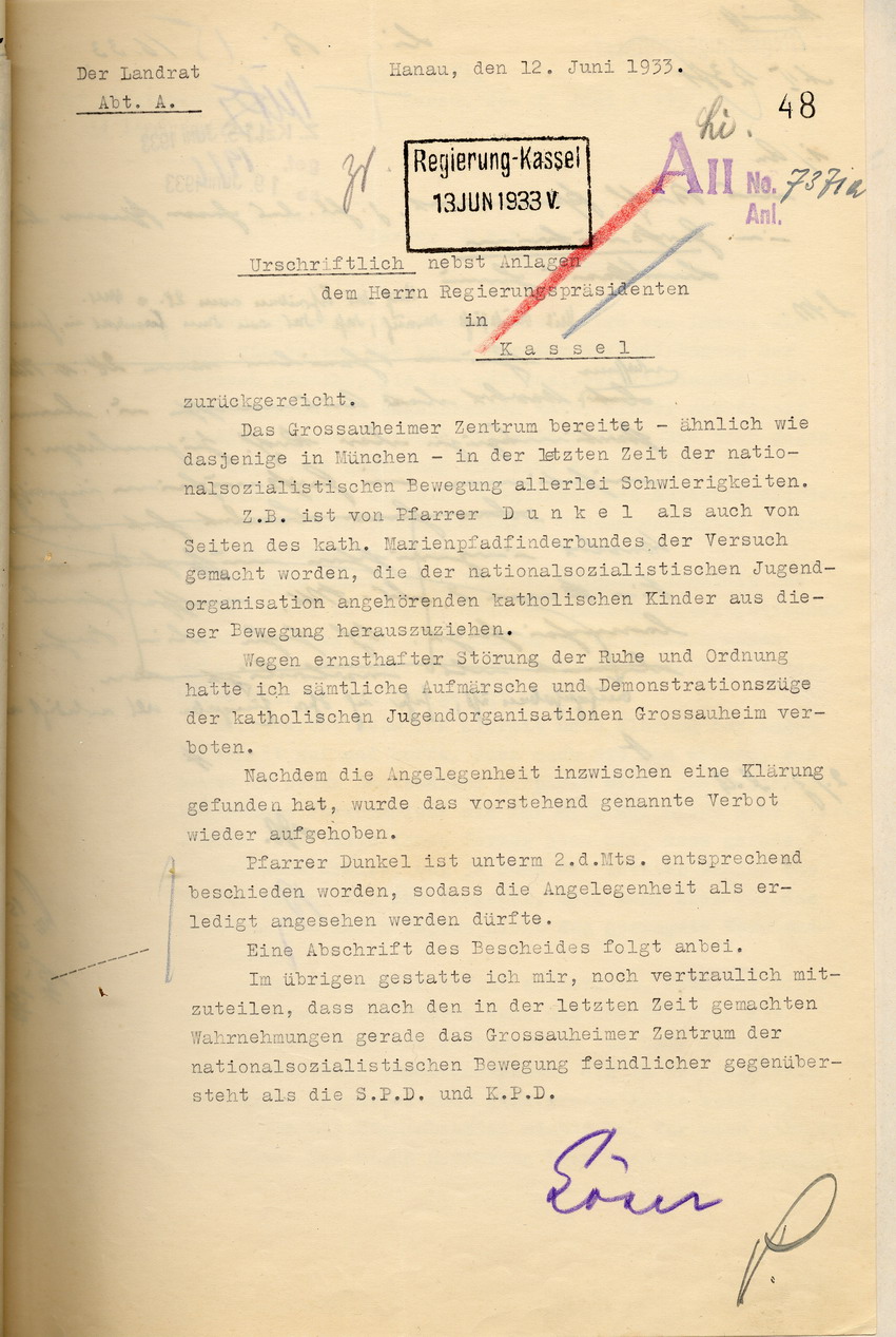 Mitteilung Landrat Bild zum Dokument Mitteilung des Landrates über die Haltung des Zentrums und der