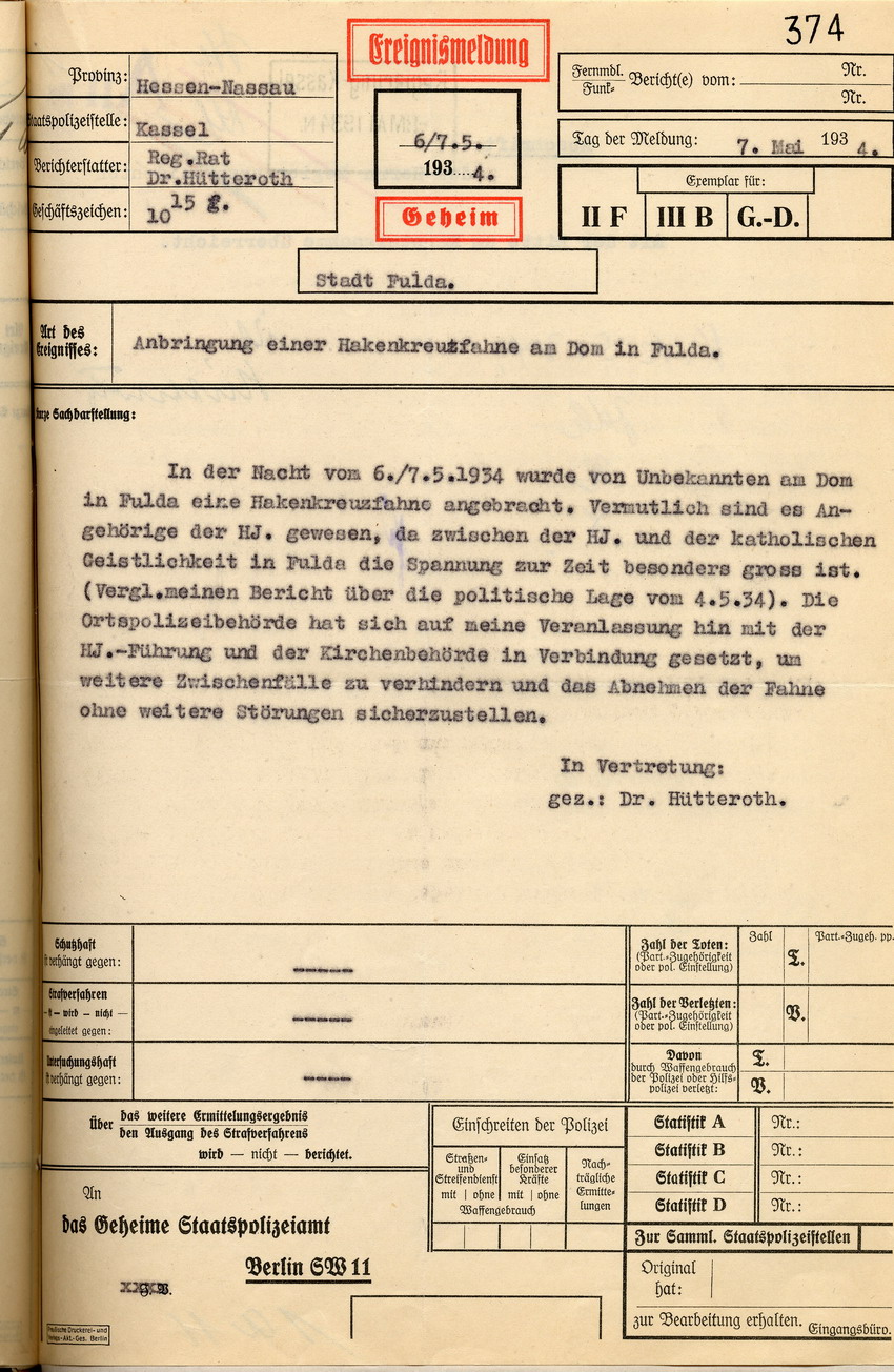 Ereignismeldung Bild zum Dokument Ereignismeldung des Regierungsrates über die Anbringung einer
