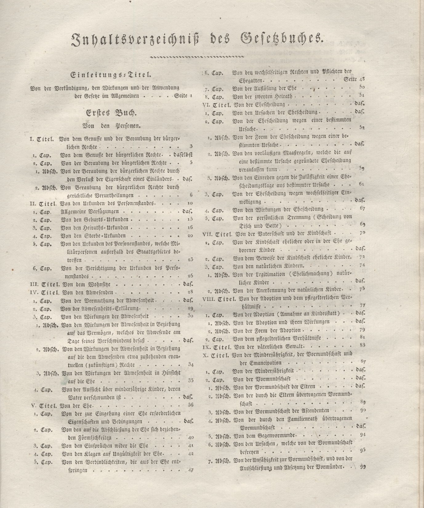 1. Auszug :  Titel, Vorwort, Einleitung, Anhänge und Inhaltsverzeichnis aus der offiziellen zweisprachige Ausgabe des Code Napoléons für das Königreich Westfalen von 1808,