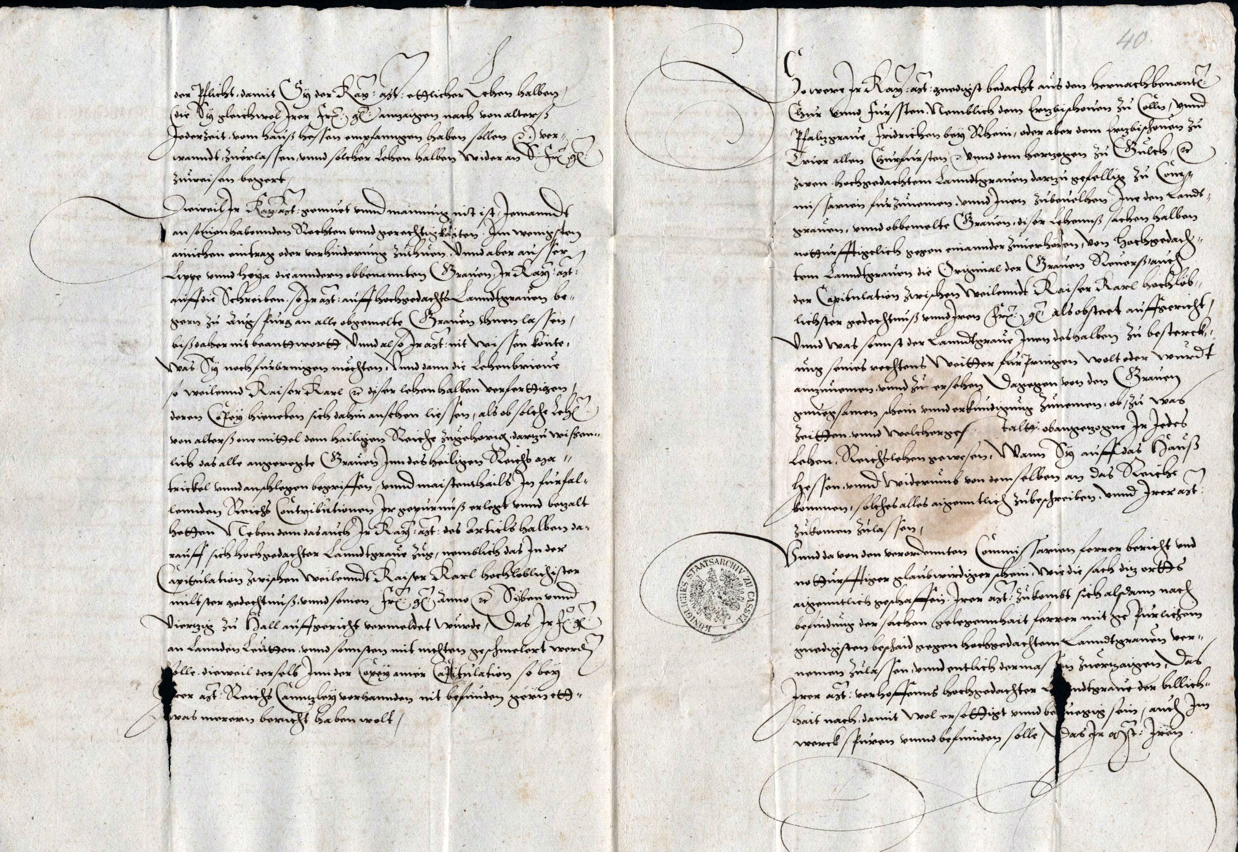 Kopien von kaiserlichen Mandaten an westfälische Grafen über den Entzug der Landgraf Philipp von Hessen übergebenen Lehen in Westfalen durch Kaiser Karl V, 1547