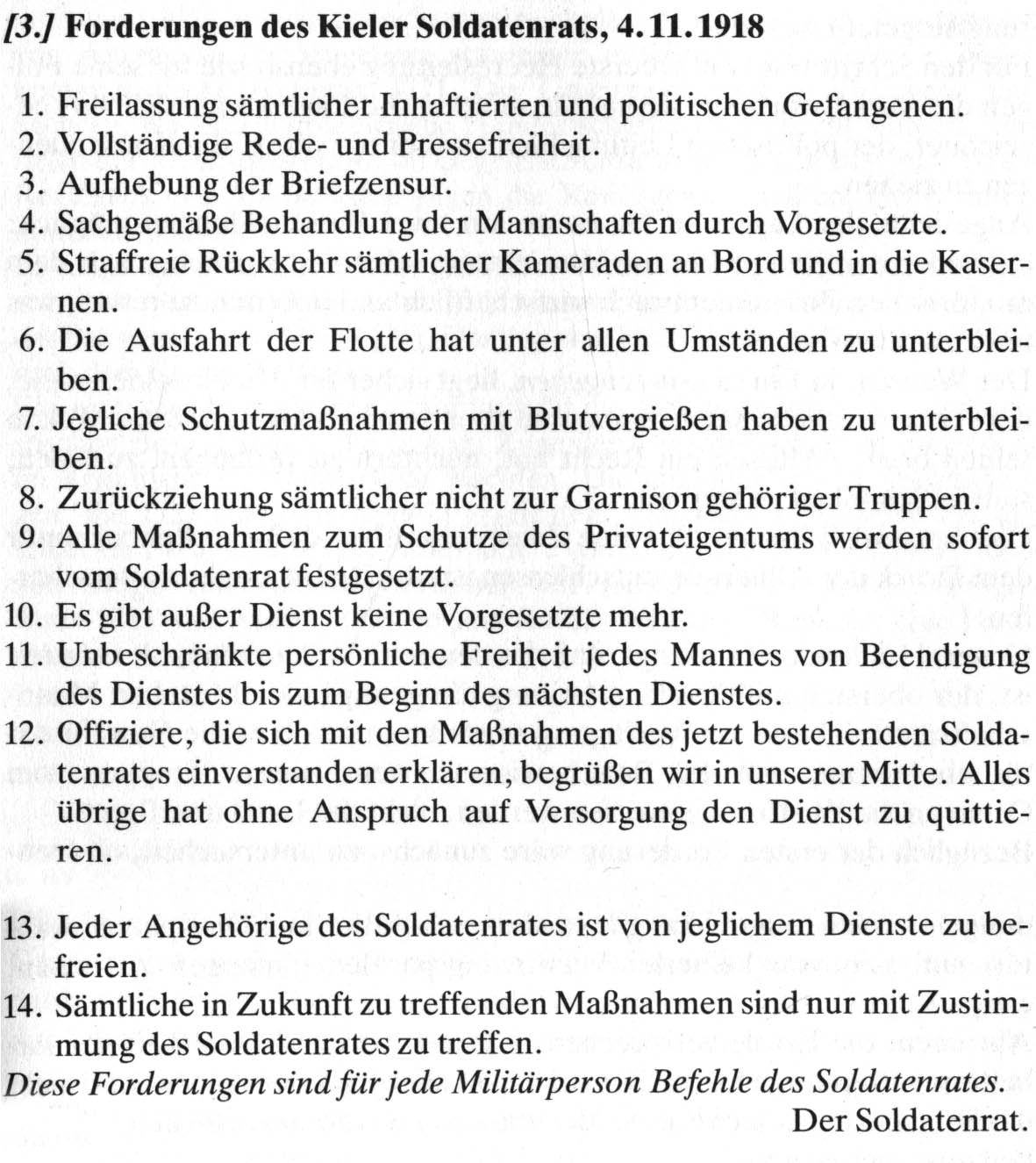 Die Bildung erster Soldatenräte in Kiel