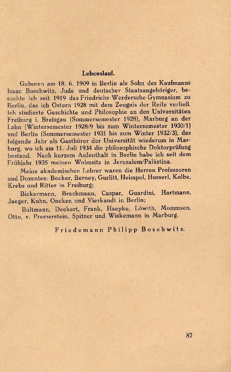 Lebenslauf Boschwitz Bild zum Dokument Lebenslauf von Friedemann Philipp Boschwitz (1938)