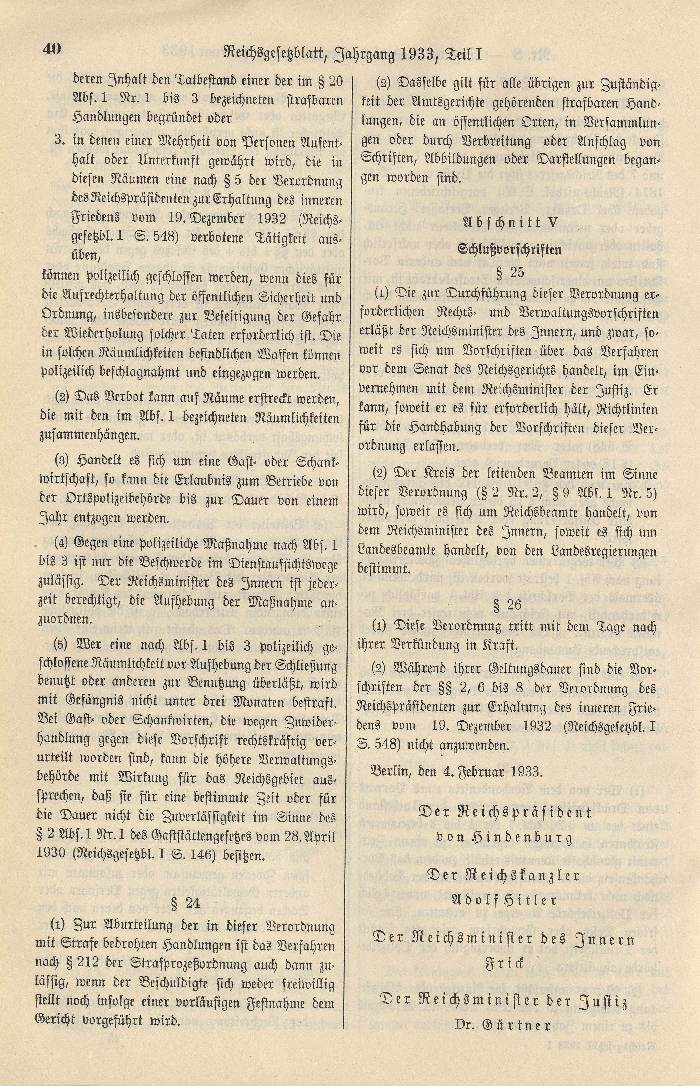 Bild zum Dokument Verordnung des Reichspräsidenten zum Schutze des deutschen Vol