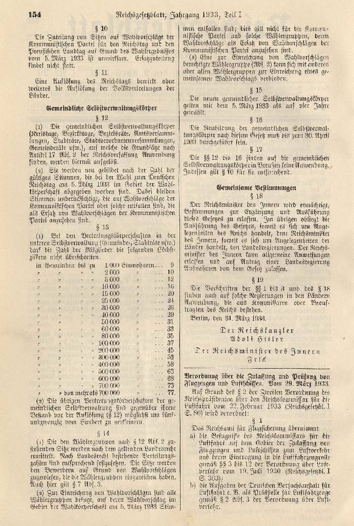 Bild zum Dokument Vorläufiges Gesetz zur Gleichschaltung der Länder mit dem Reic