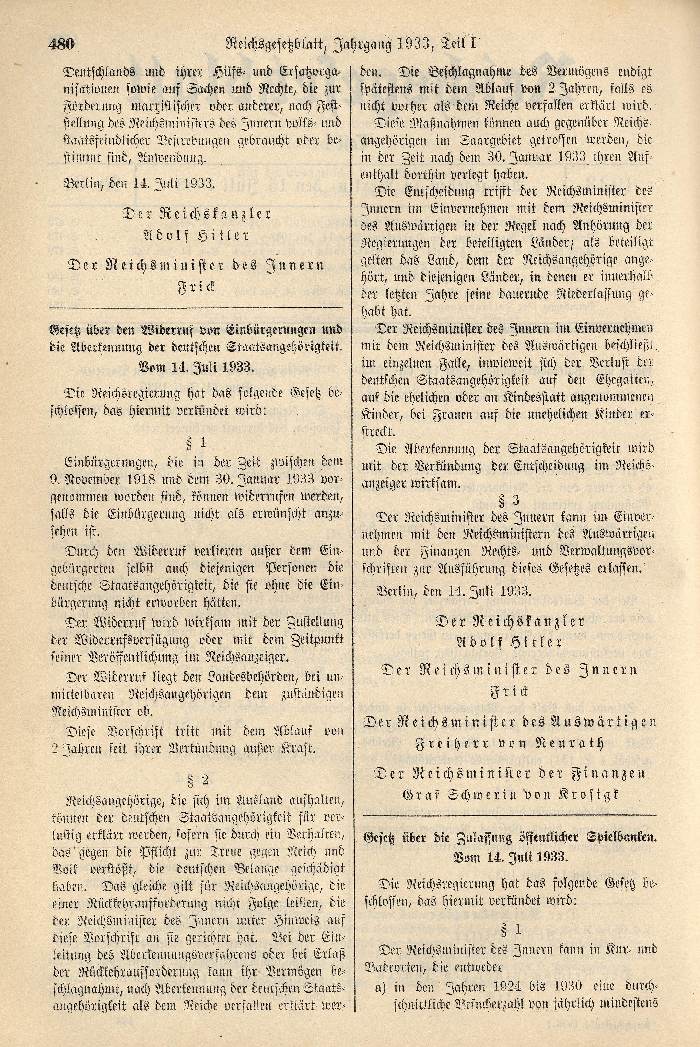 Bild zum Dokument Gesetz über Volksabstimmung (1), Gesetz gegen Neubildung von P