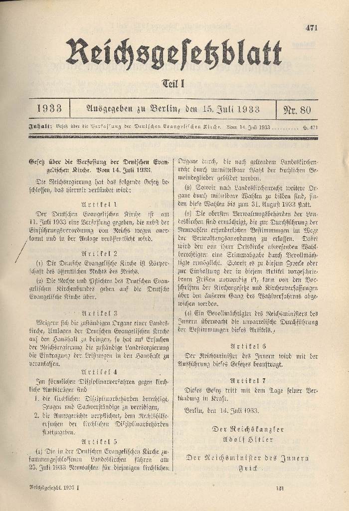 Bild zum Dokument Gesetz über die Verfassung der Deutschen Evangelischen Kirche