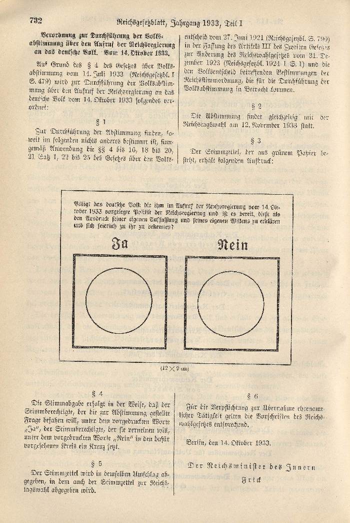 Bild zum Dokument Verordnung des Reichspräsidenten über die Auflösung bzw. die N