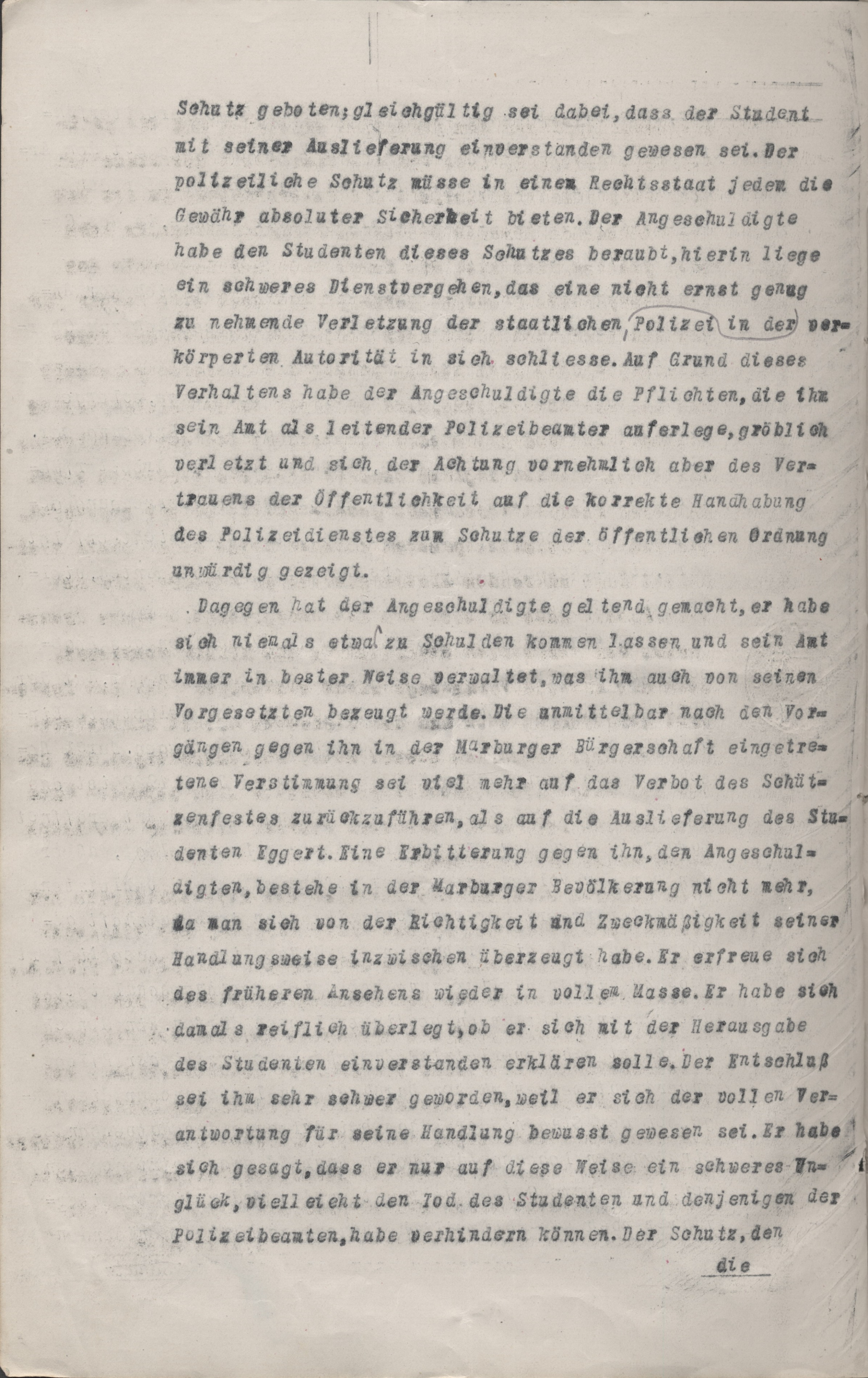 Urteil im Disziplinarverfahren gegen Polizeikommissar Karl Knauff vom 6. September 1922