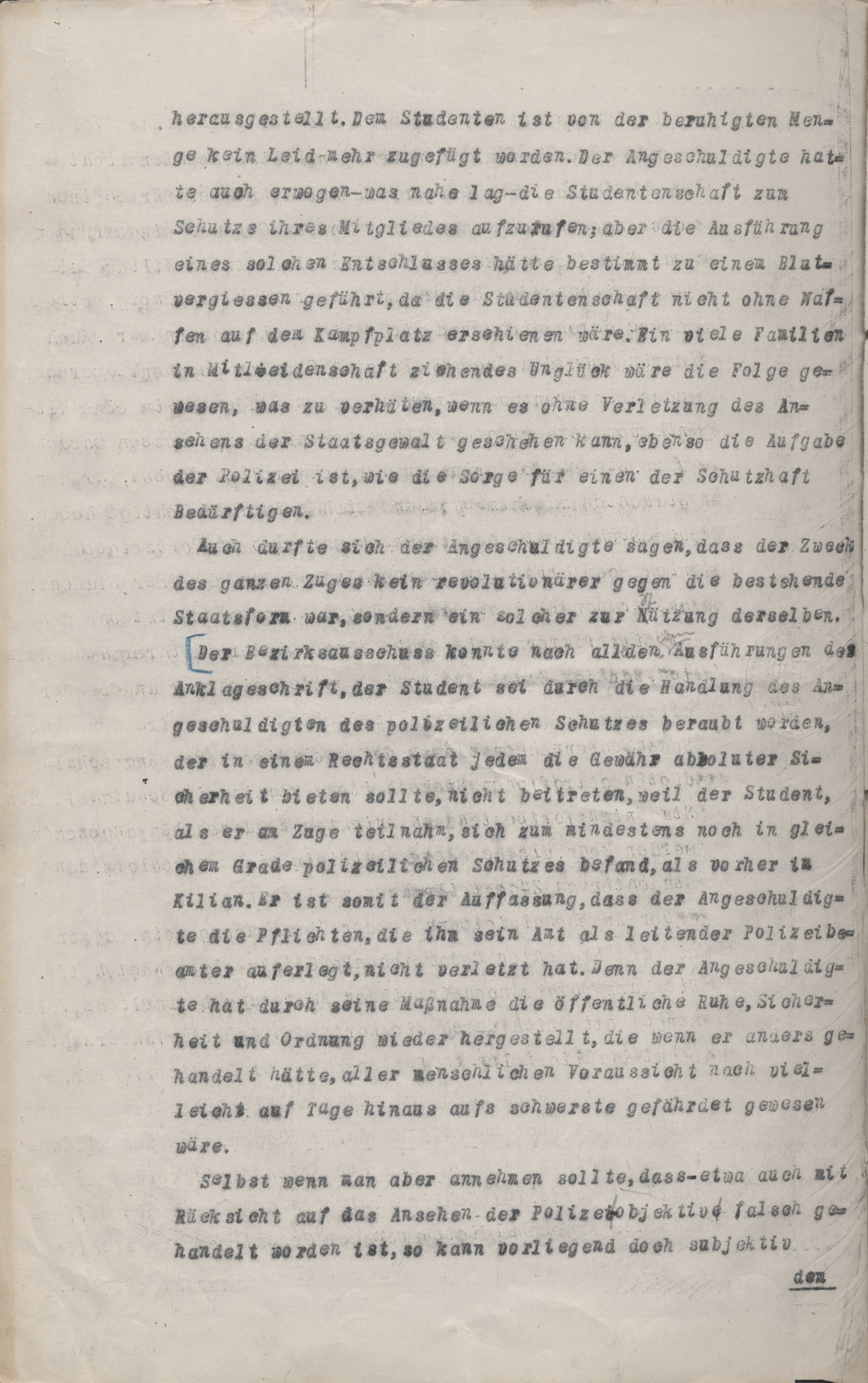 Urteil im Disziplinarverfahren gegen Polizeikommissar Karl Knauff vom 6. September 1922