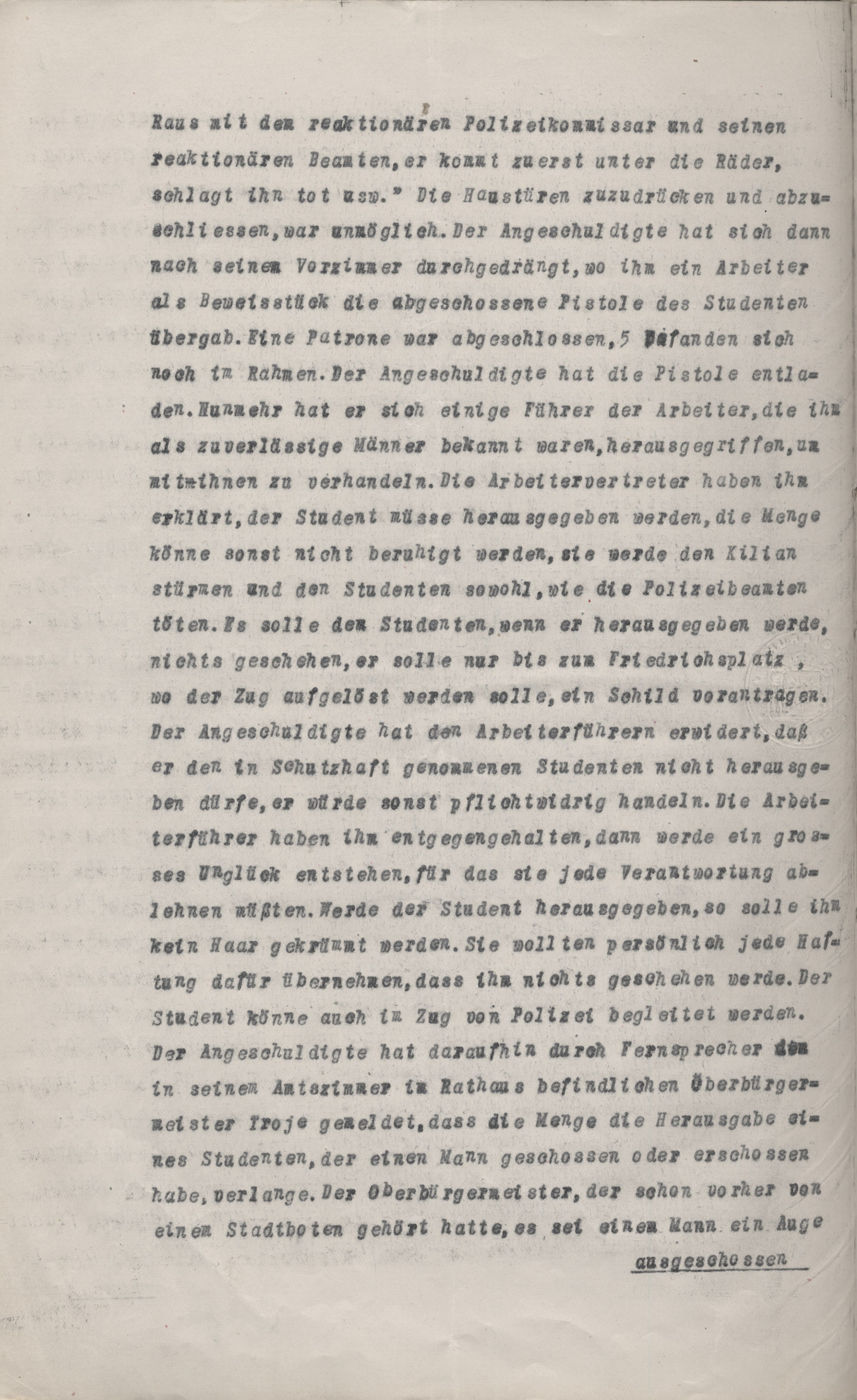 Urteil im Disziplinarverfahren gegen Polizeikommissar Karl Knauff vom 6. September 1922