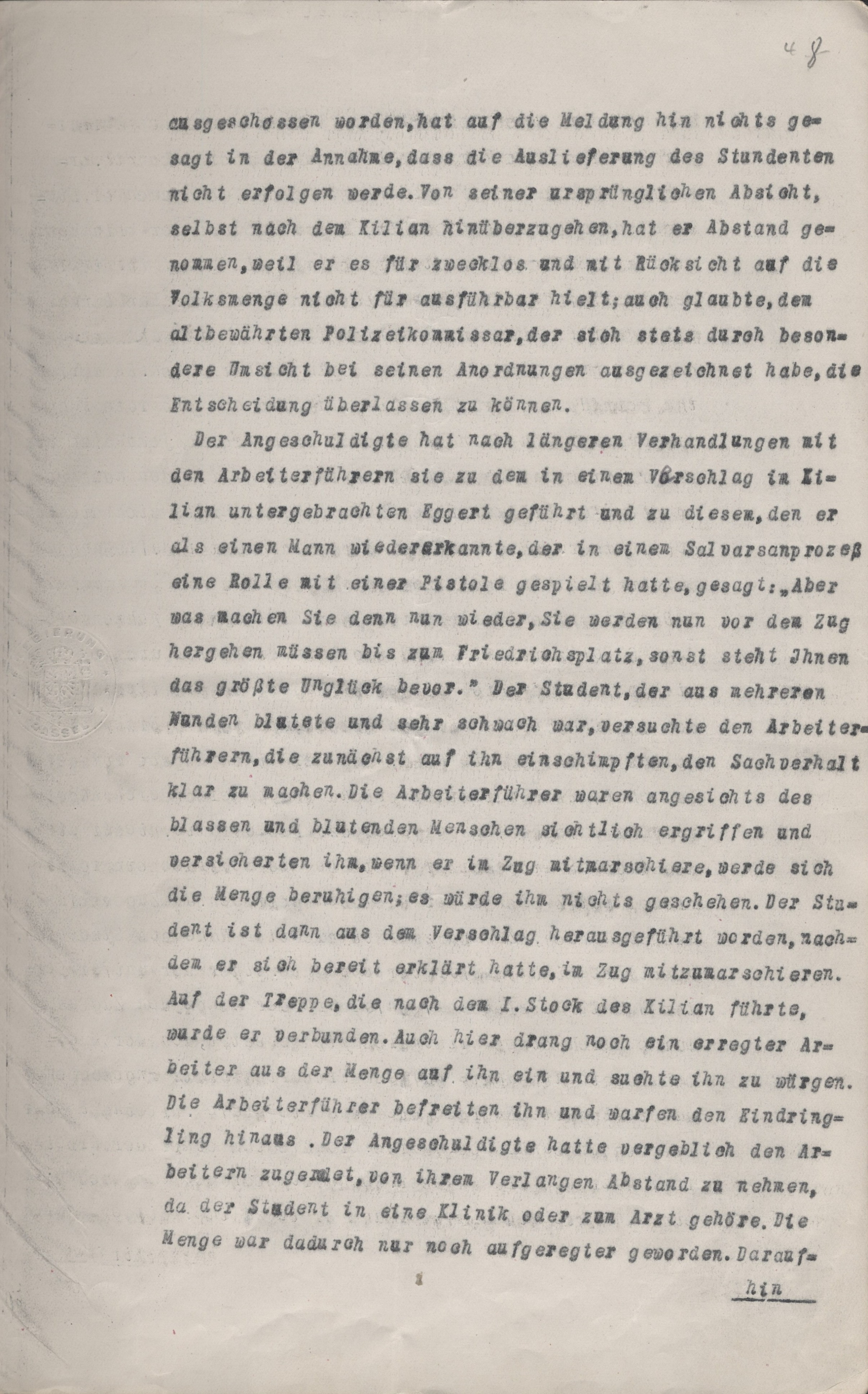 Urteil im Disziplinarverfahren gegen Polizeikommissar Karl Knauff vom 6. September 1922