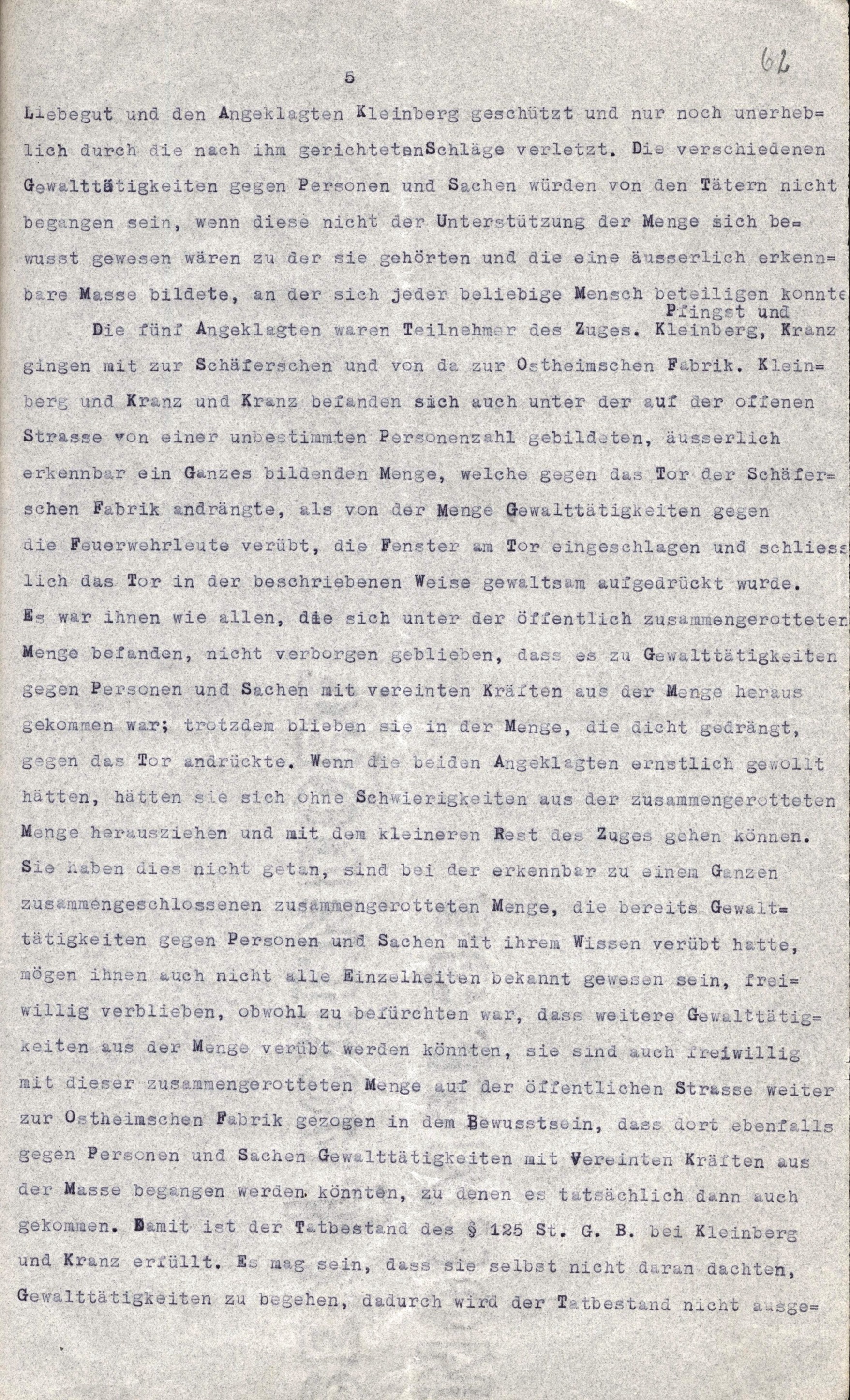 Verurteilung wegen Landfriedensbruchs vom 6. April 1923