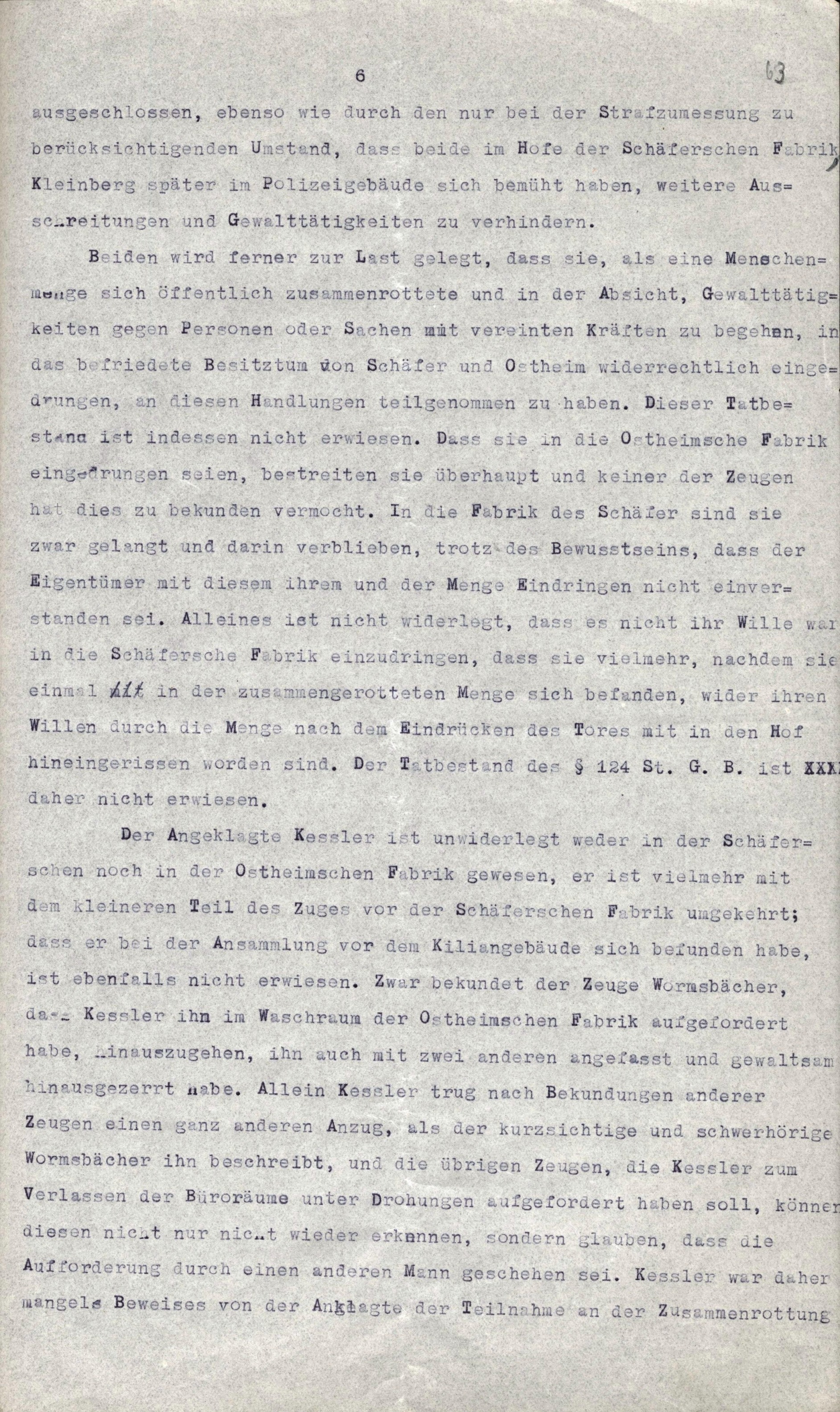 Verurteilung wegen Landfriedensbruchs vom 6. April 1923