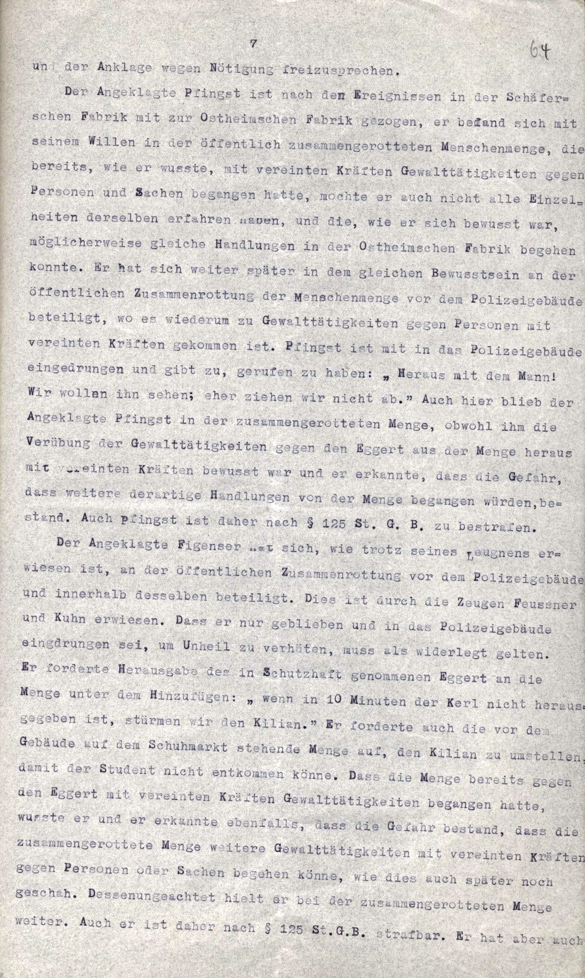 Verurteilung wegen Landfriedensbruchs vom 6. April 1923