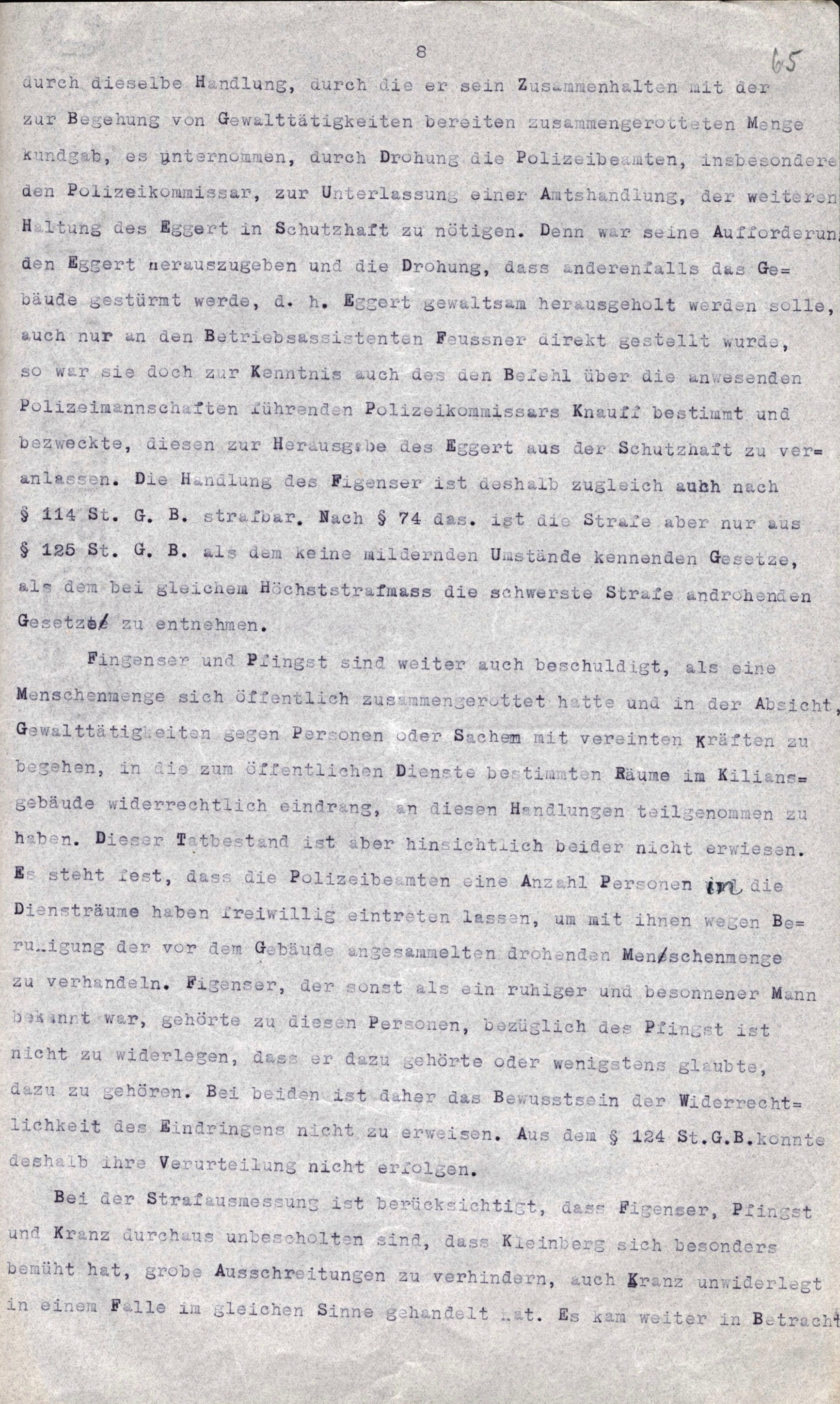 Verurteilung wegen Landfriedensbruchs vom 6. April 1923