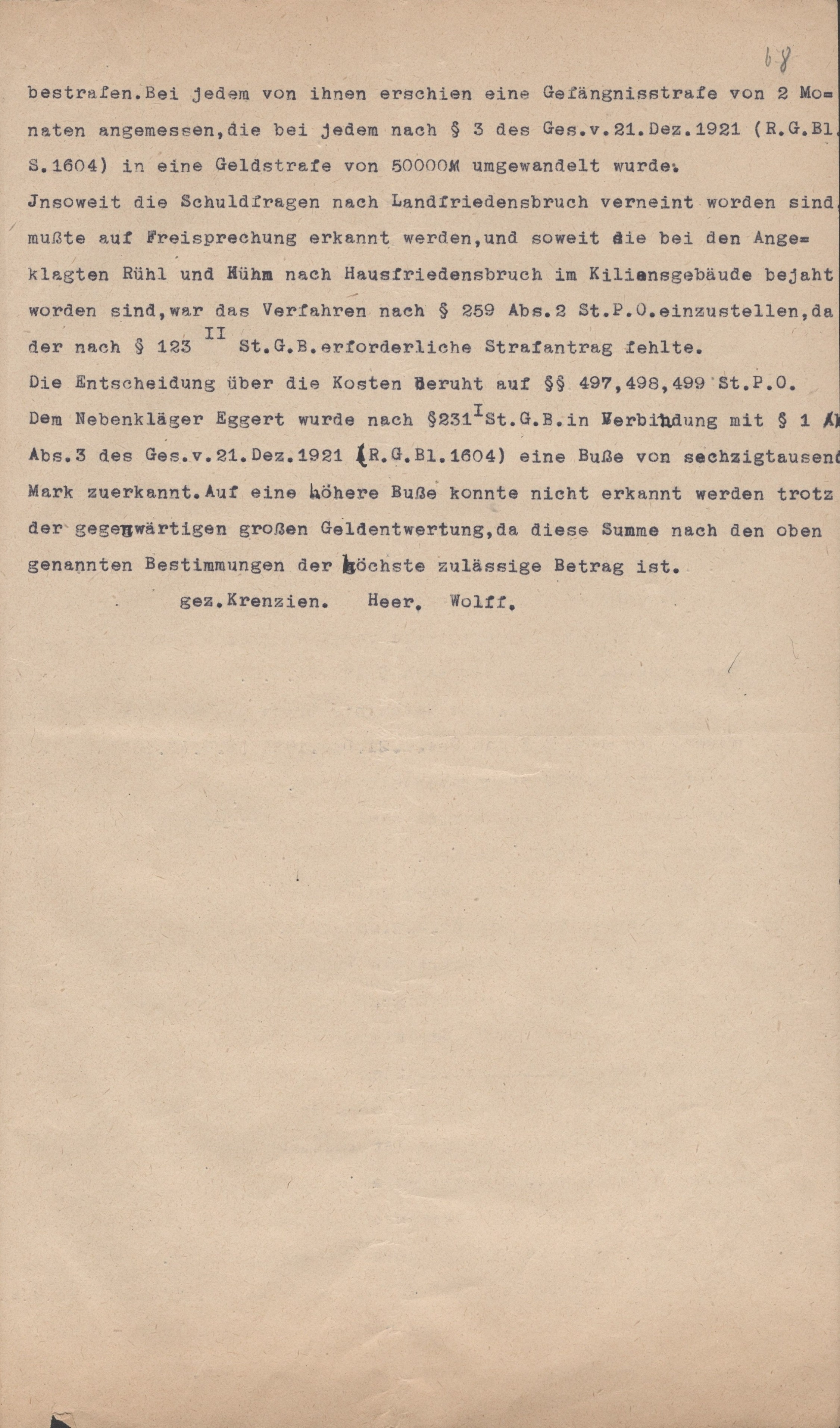 Verurteilungen wegen Landfriedensbruch vom 23. April 1922