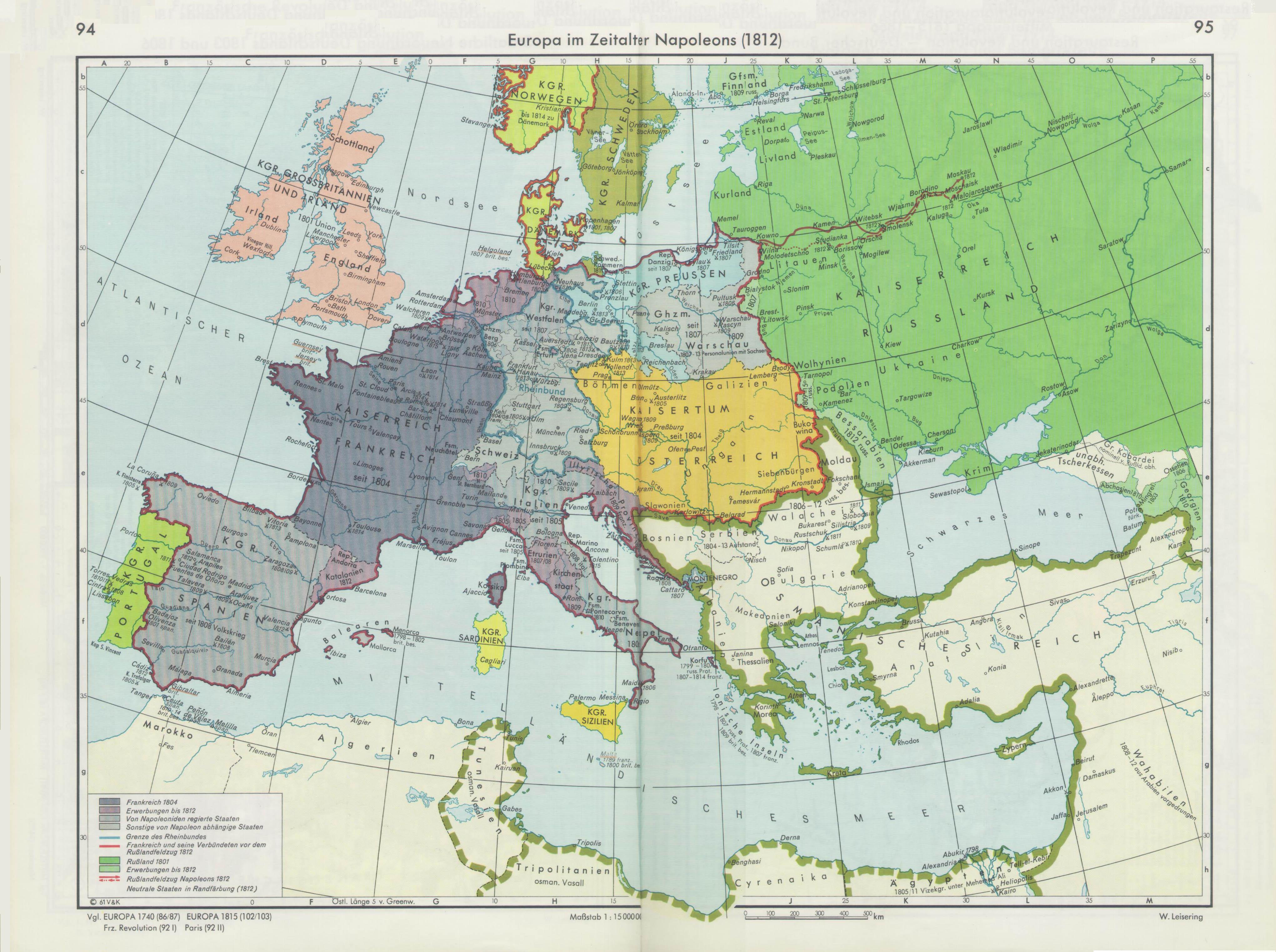 Karte: Europa im Zeitalter Napoleons
