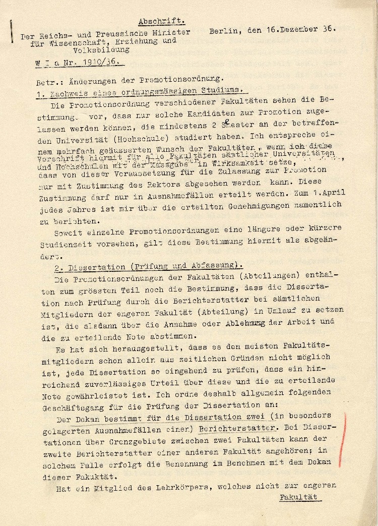 Bild zum Dokument Regelung des Promotionsverfahrens