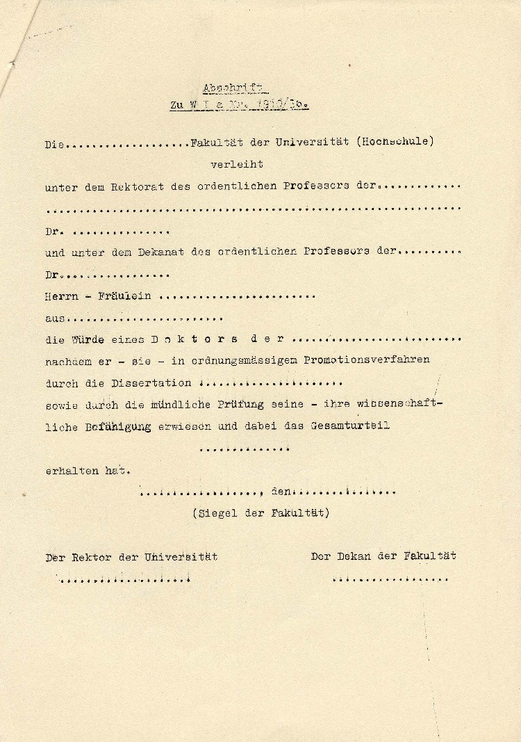 Bild zum Dokument Regelung des Promotionsverfahrens