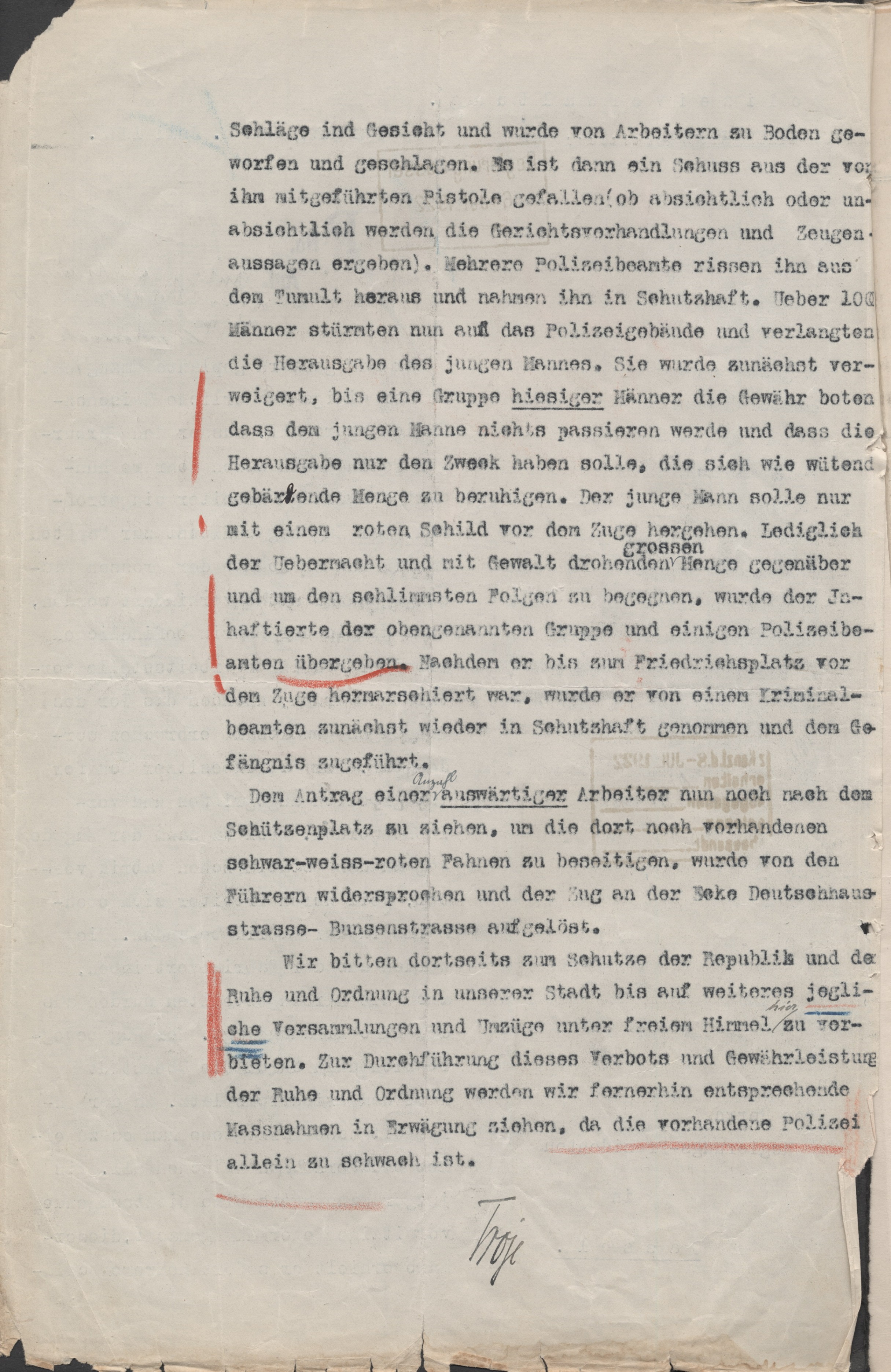 Lagebericht an den Regierungspräsidenten in Kassel vom 5. Juli 1922