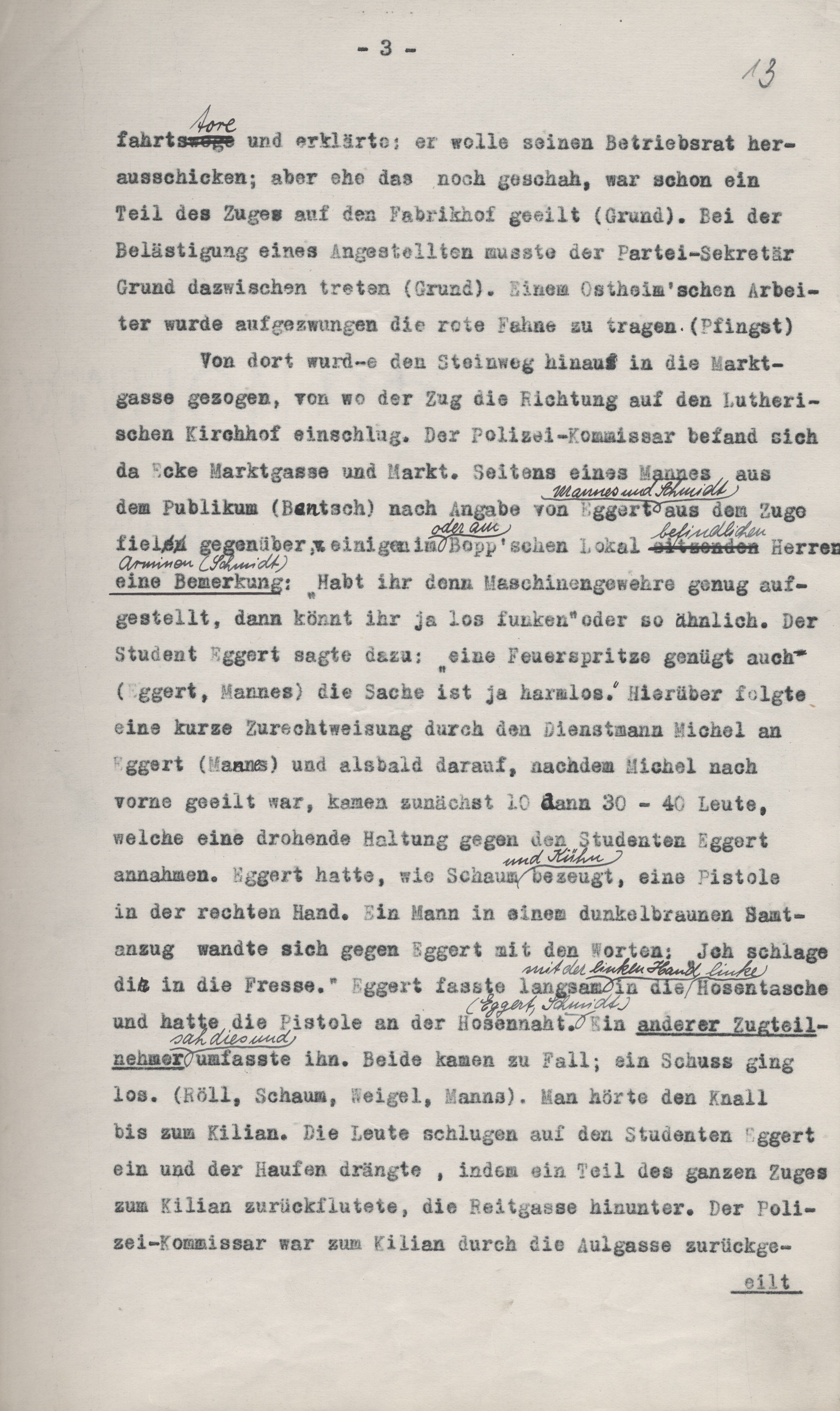 Zwischenstand der Ermittlungen vom 10. Juli 1922