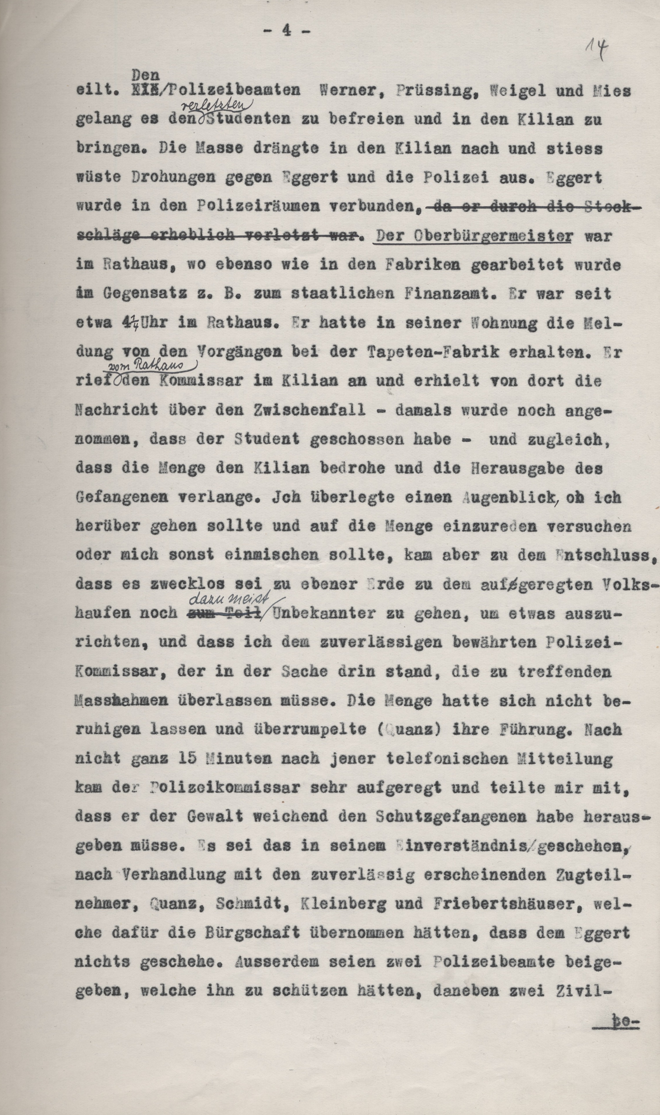 Zwischenstand der Ermittlungen vom 10. Juli 1922