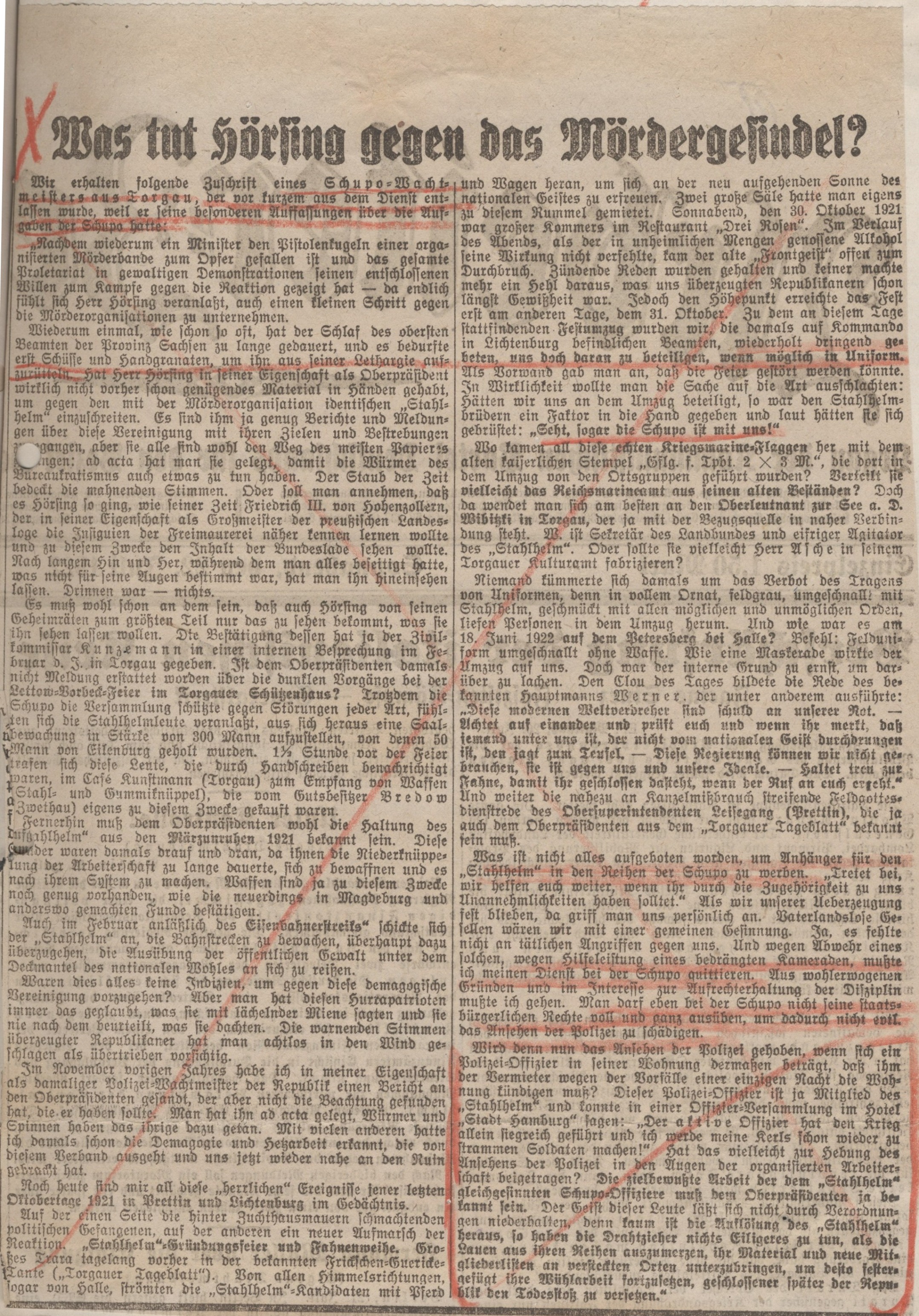 Was tut Hörsing gegen das Mördergesindel, 22. Juli 1922