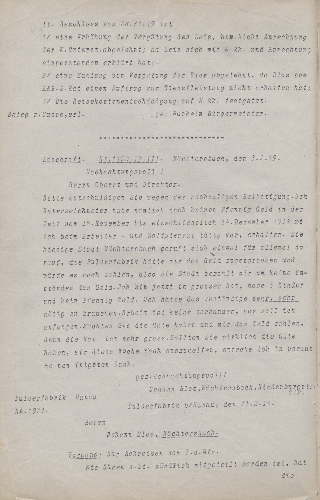 Beschluss vom 6. Dezember 1918