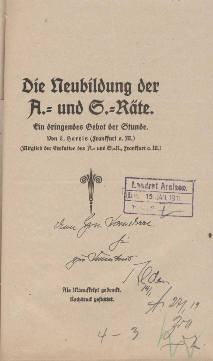 Die Neubildung der Arbeiter- und Soldatenräte aus dem Jahr 1918