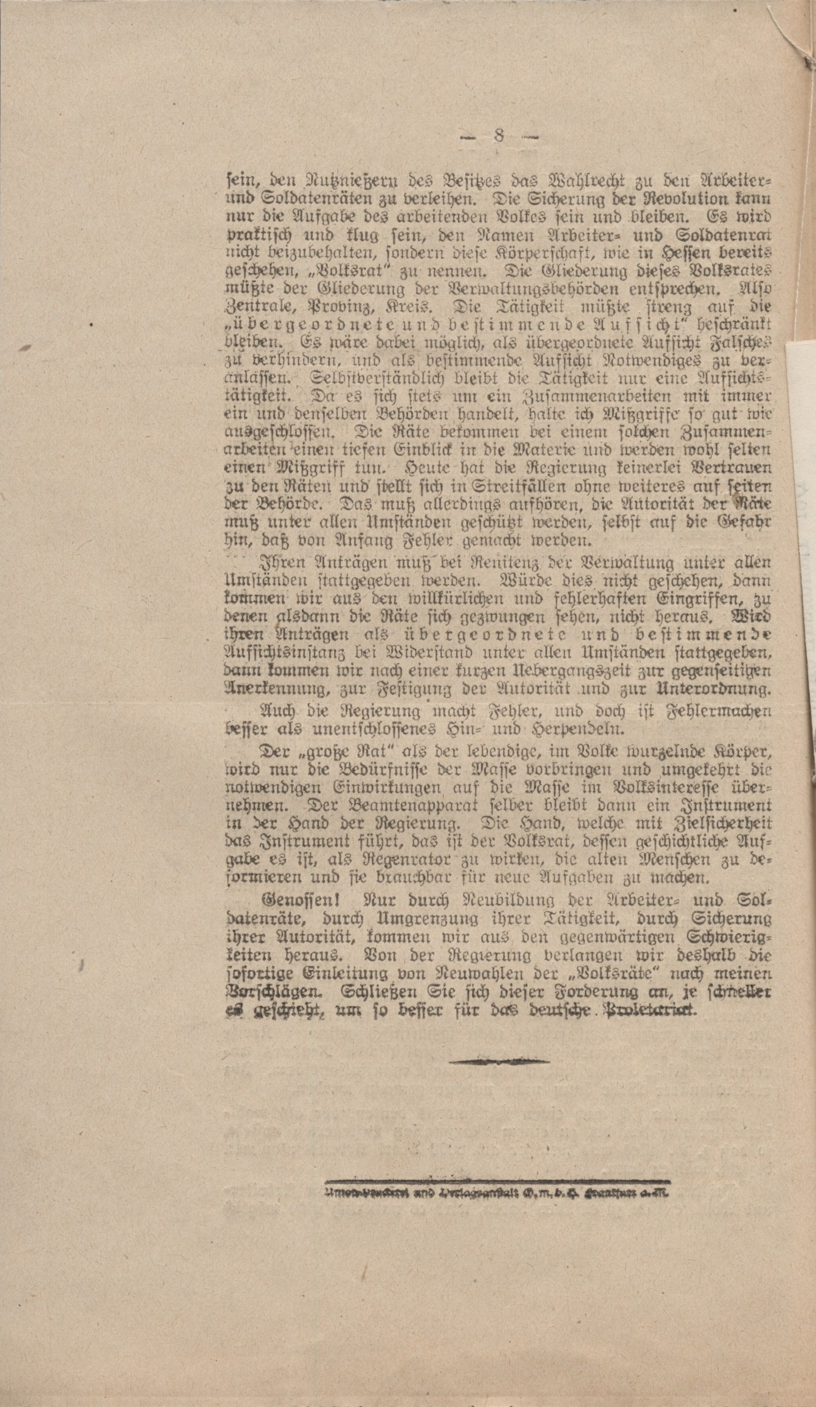 Die Neubildung der Arbeiter- und Soldatenräte aus dem Jahr 1918