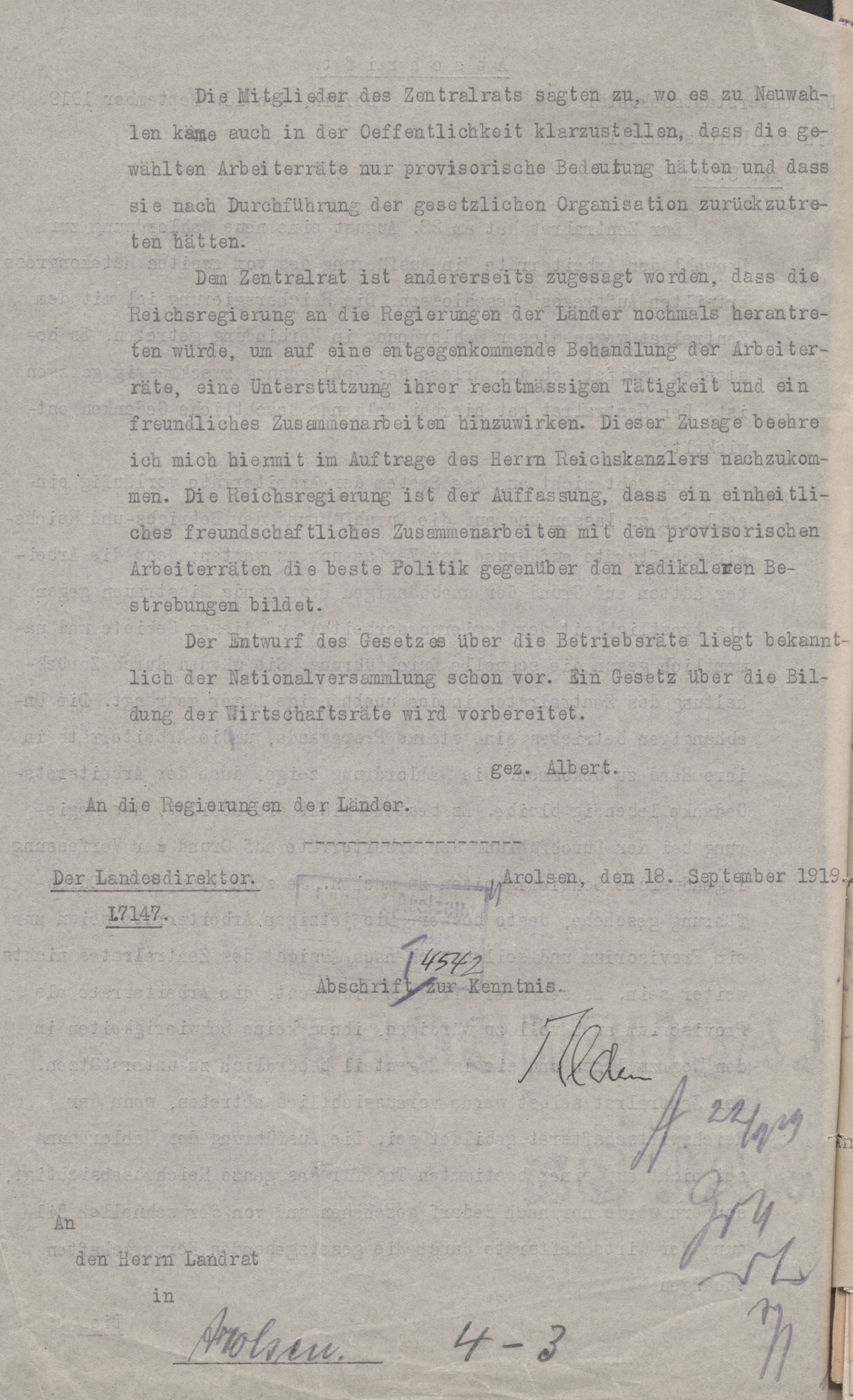 Neue Wahlordnung vom 18. September 1919