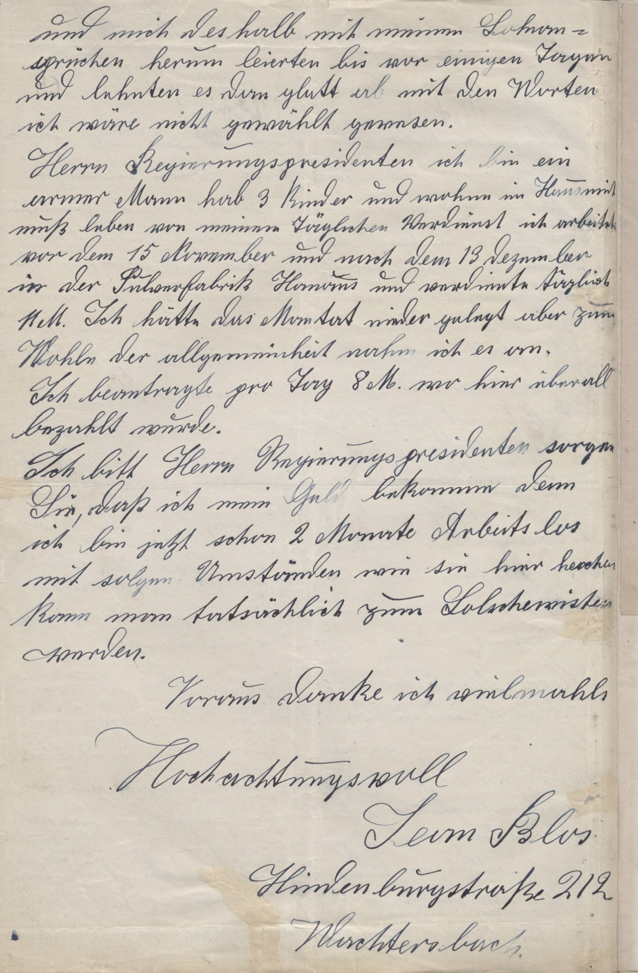 Antrag auf Vergütung für die Dienste im AuS-Rat vom 11. März 1919