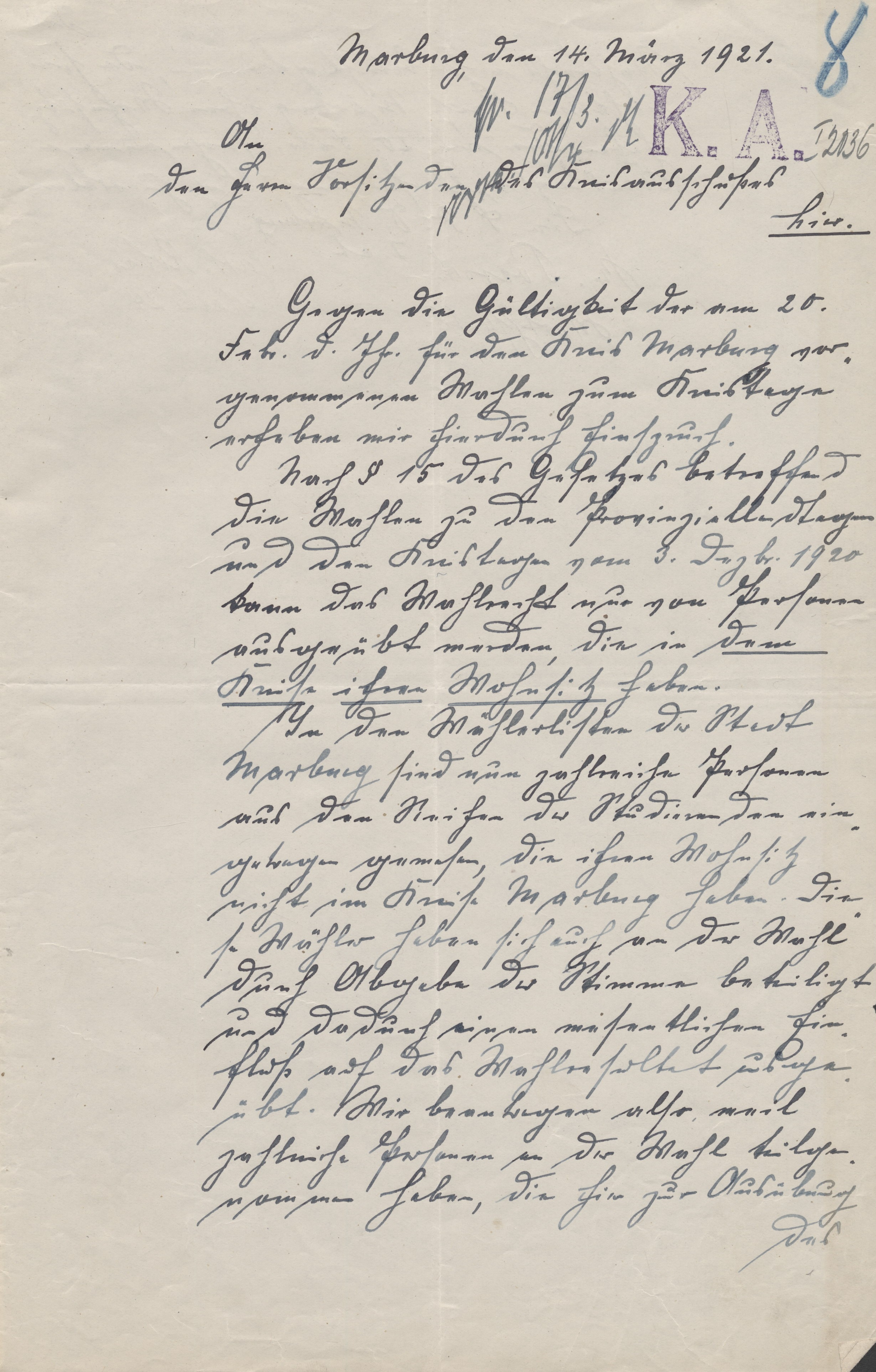 Stellungnahme von Bruno Poersch zur Kreitagswahl vom 14. März 1921