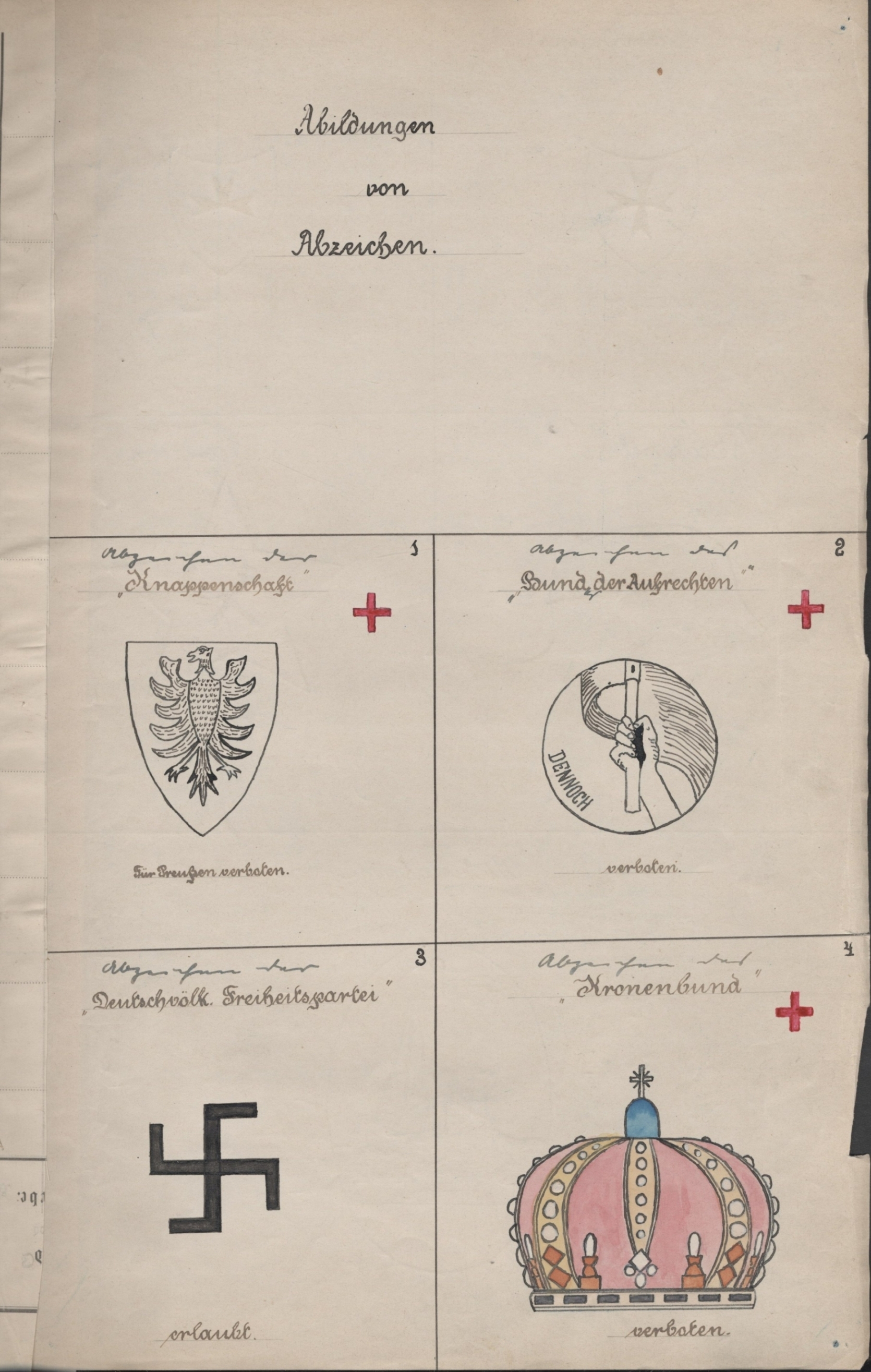 Liste der legalen und illegalen Abzeichen verschiedener Organisationen nach dem Republikschutzgesetz vom 3. März 1924