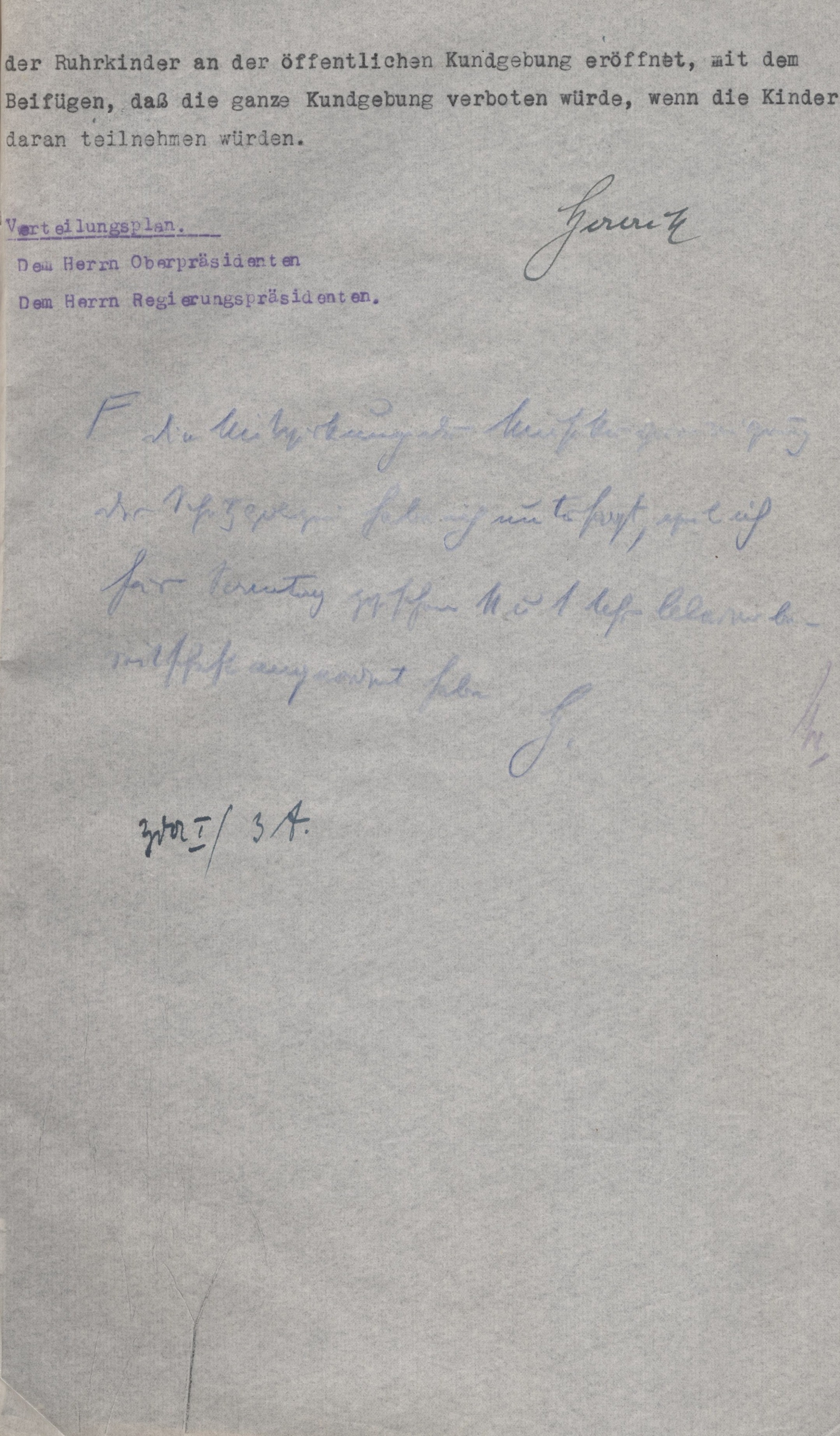 Demonstrationsanmeldung und Risikoeinschätzung vom 13. April 1923