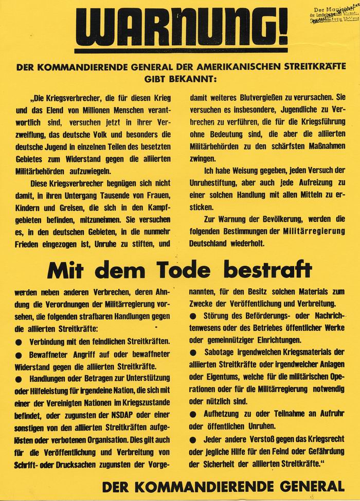 Bild zum Dokument Anschlag: "Warnung! Der kommandierende General der amerikanisc