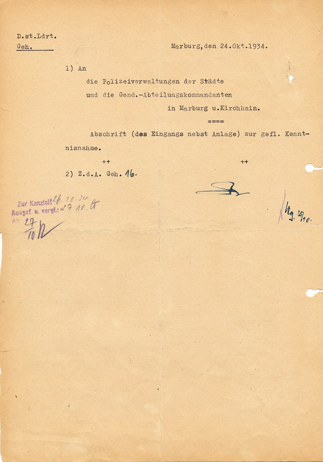 Ein vom Reichssportführer, nicht zur Veröffentlichung bestimmtes Rundschreiben über Richtlinien für den Sportbetrieb von Juden und sonstigen "Nichtariern", 18.07.1934.