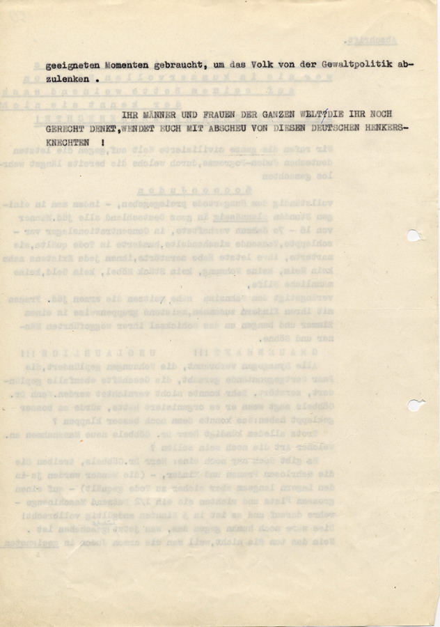Nachricht des Landrats in Marburg an den Regierungspräsidenten in Kassel. "Greuelpropaganda", 26. November 1938