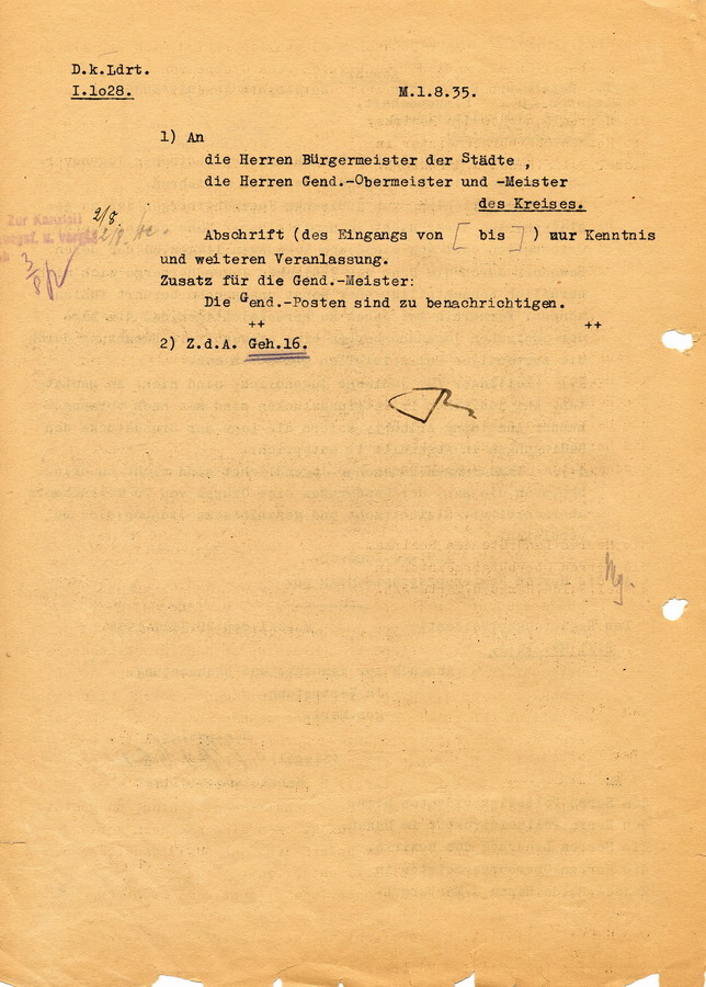 Der Reichs- und Preußische Minister für Wissenschaft, Erziehung und Volksbildung an die Regierungspräsidenten, die einheitliche Behandlung jüdischer Jugendvereine betreffend, 10. Juli 1935.