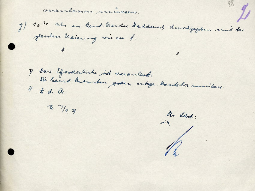 Funkspruch der Staatspolizeistelle Kassel betreffend eigene Einrichtung von Luftschutzräumen durch jüdische Gemeinden und Verbot des Ausgangs für Juden nach 20 Uhr, 10. September 1939.