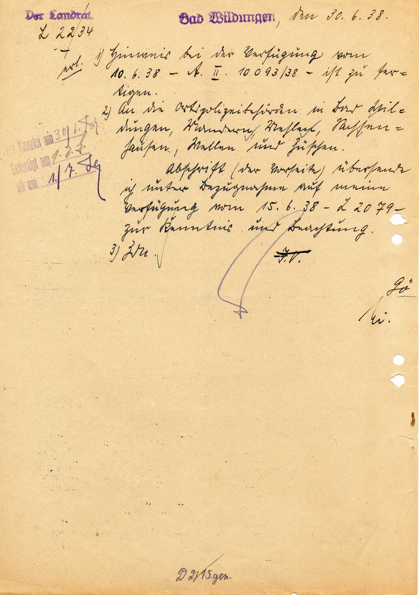 Schreiben des Reichswirtschaftsministers betreffend Anmeldung des Vermögens von im Ausland wohnenden oder sich dort ständig aufhaltenden Juden, 23. Juni 1938.