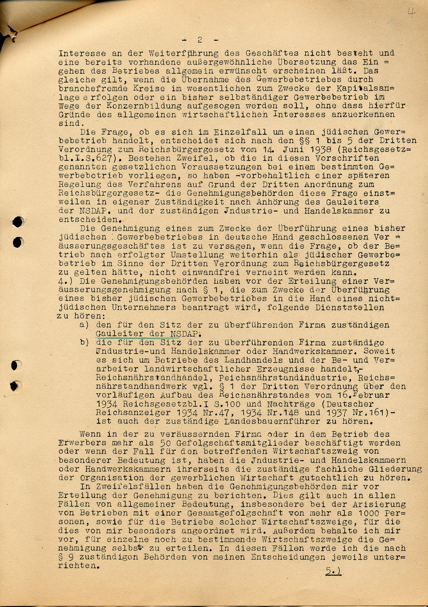 Durchführungsverordnung des Reichswirtschaftsministers Walther Funk betreffend Anmeldung des Vermögens von Juden, 5. Juli 1938.