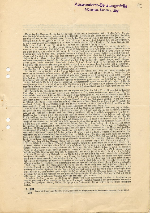 Weiterleitung eines Schreibens der Auswanderer-Beratungsstelle in München an den Bürgermeister in Lohr an den Landrat in Fritzlar. Antwort auf eine Anfrage über Cäzilie Katz, 6. März 1937