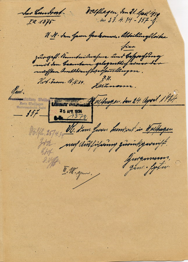 Vorgang die Abwanderung deutscher "Volksgenossen" aus Polen und Litauen betreffend, 1934