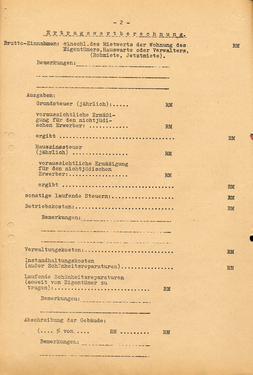 Schreiben des Reichswirtschaftsministers betreffend "Ausgleichszahlungen" bei jüdischem Grundbesitz, 23. Oktober 1939.