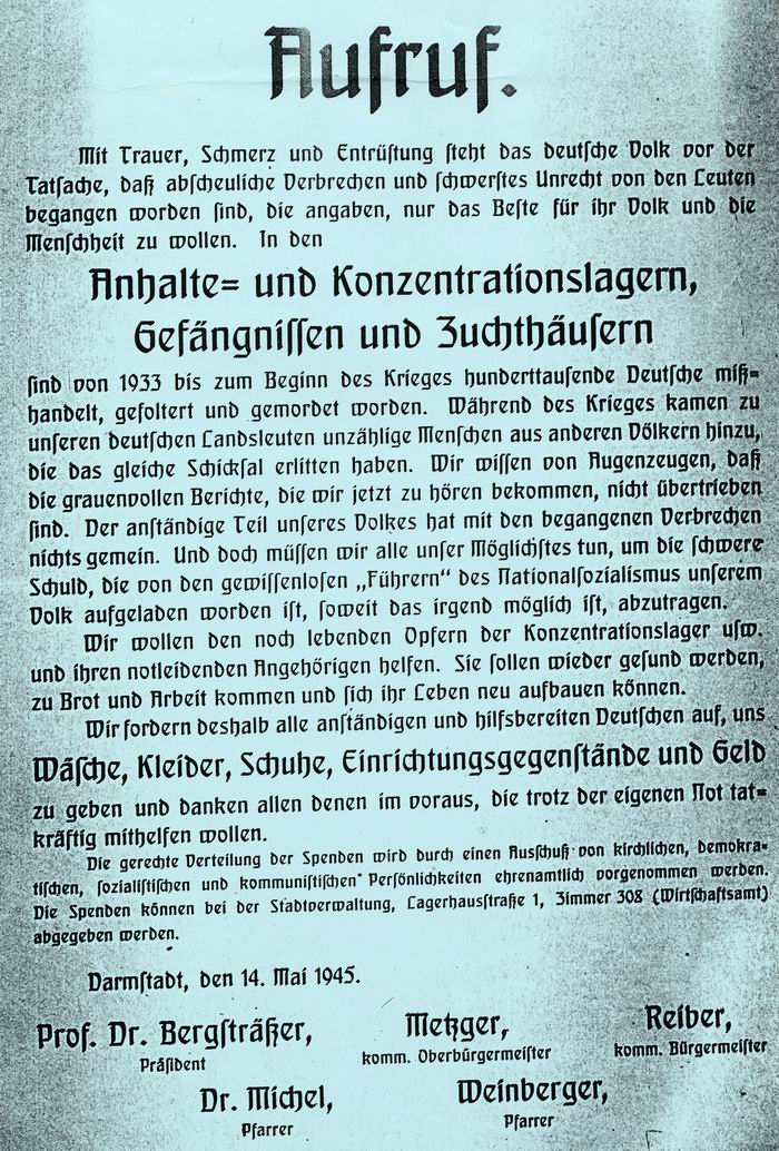 Bild zum Dokument Plakat: Spendenaufruf für die Verfolgten des NS-Regimes vom 14