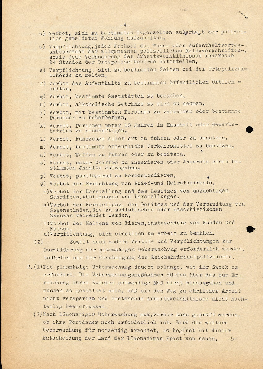 Abschrift einer Verfügung des Reichs und Preußischem Minister des Inneren, bezüglich der Vorbeugenden Verbrechensbekämpfung durch die Polizei, 14. Dezember 1937