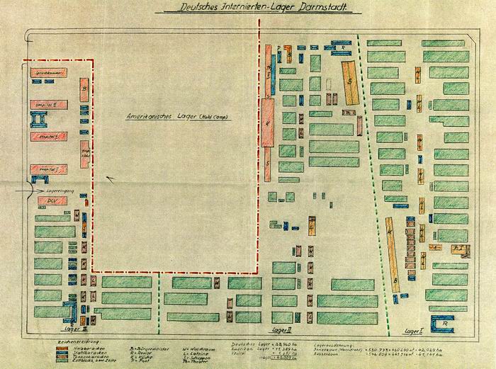Bild zum Dokument Lageplan: Lageplan des Internierungslager Darmstadt
